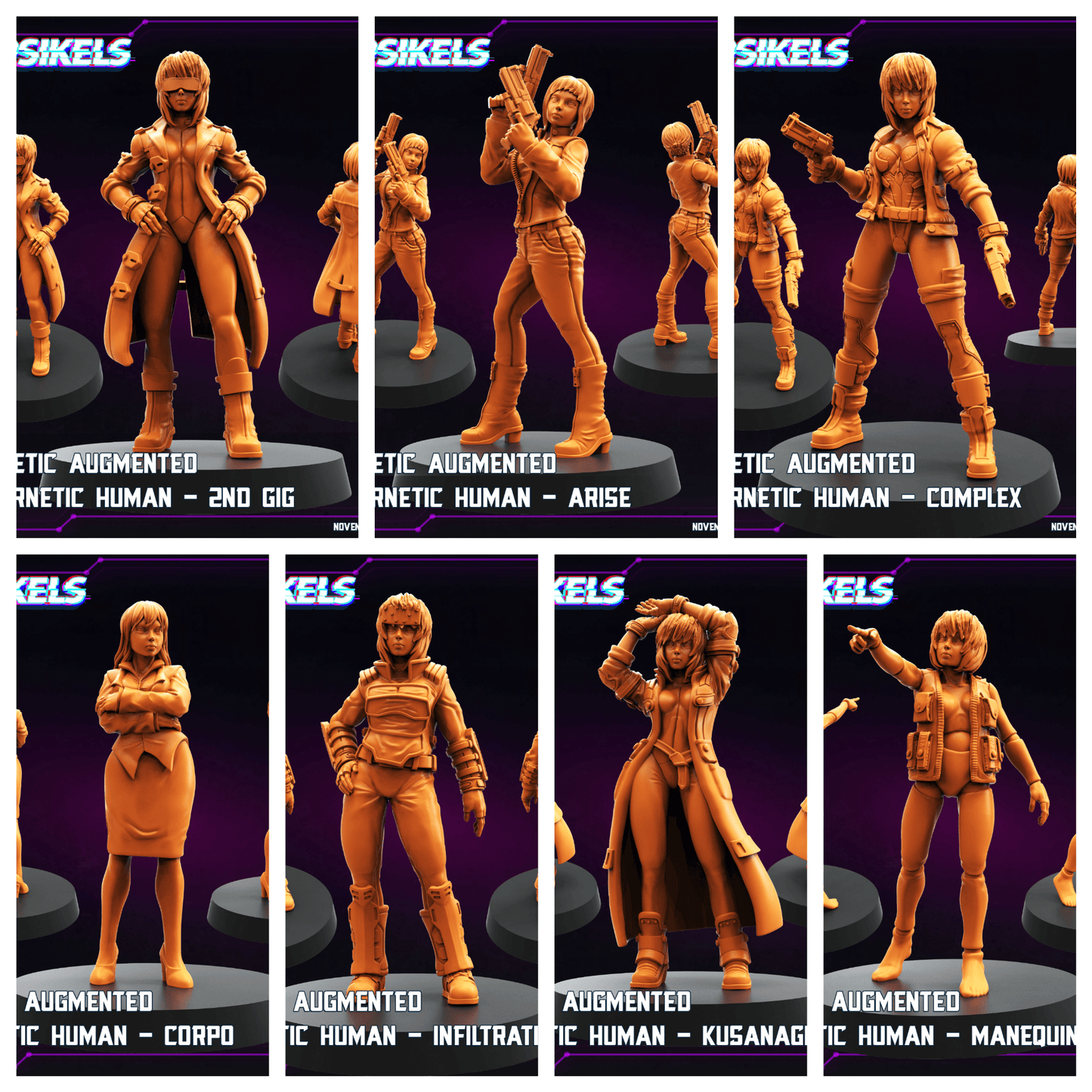 3D Printed Papsikels Synthetic Augmented Cybernetic Human Nov 2024 Cyberpunk 28mm 32mm - 3D Printing Boss 
