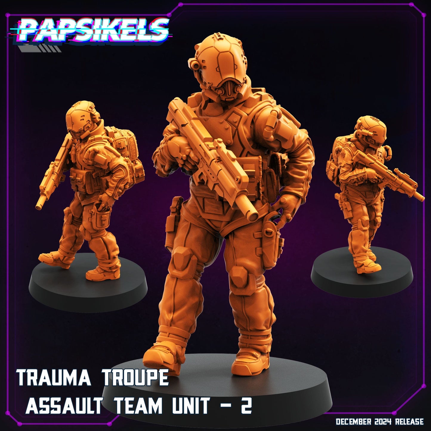 3D Printed Papsikels Trauma Troupe Assault Team Dec. 2024 Cyberpunk 28mm 32mm - 3D Printing Boss 