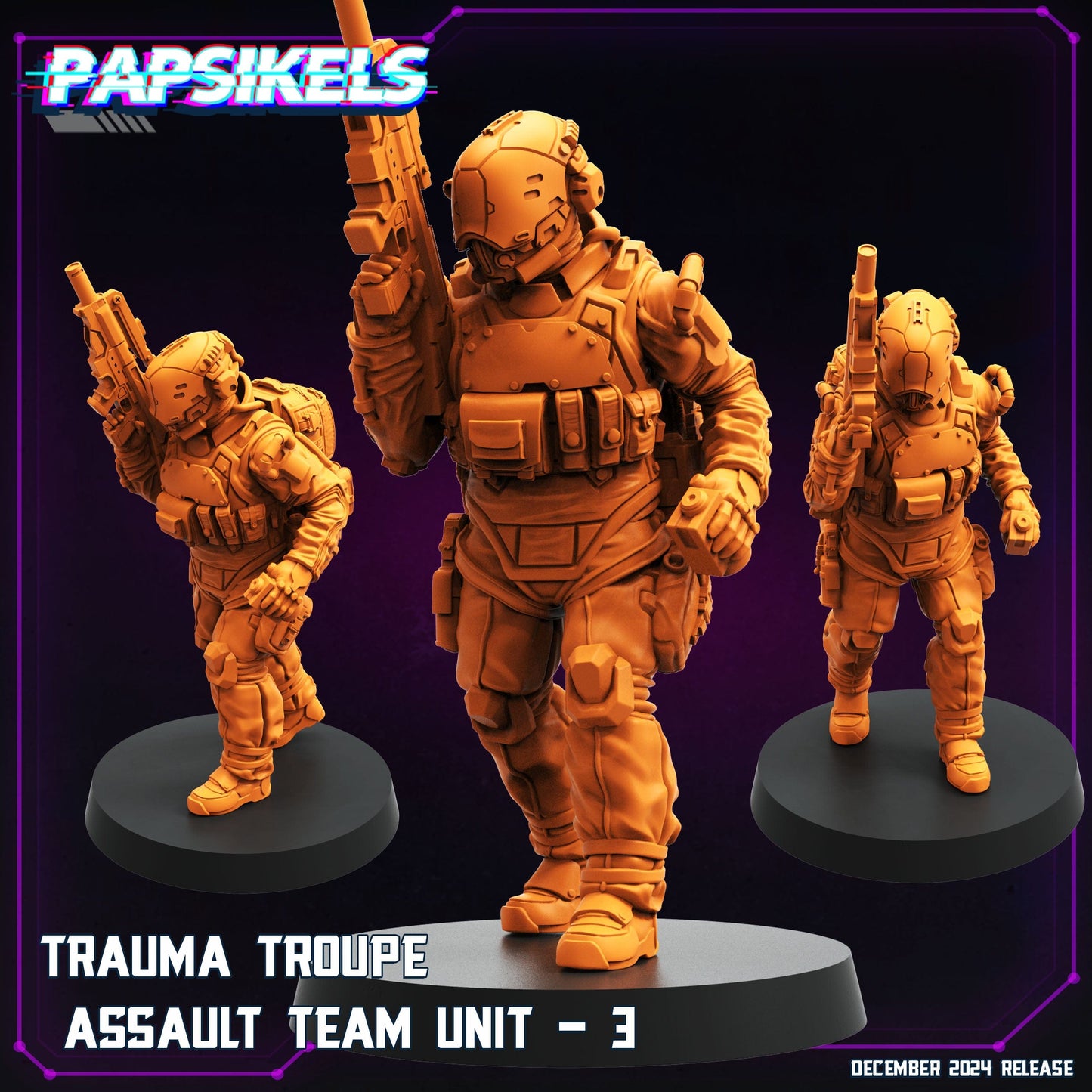 3D Printed Papsikels Trauma Troupe Assault Team Dec. 2024 Cyberpunk 28mm 32mm - 3D Printing Boss 