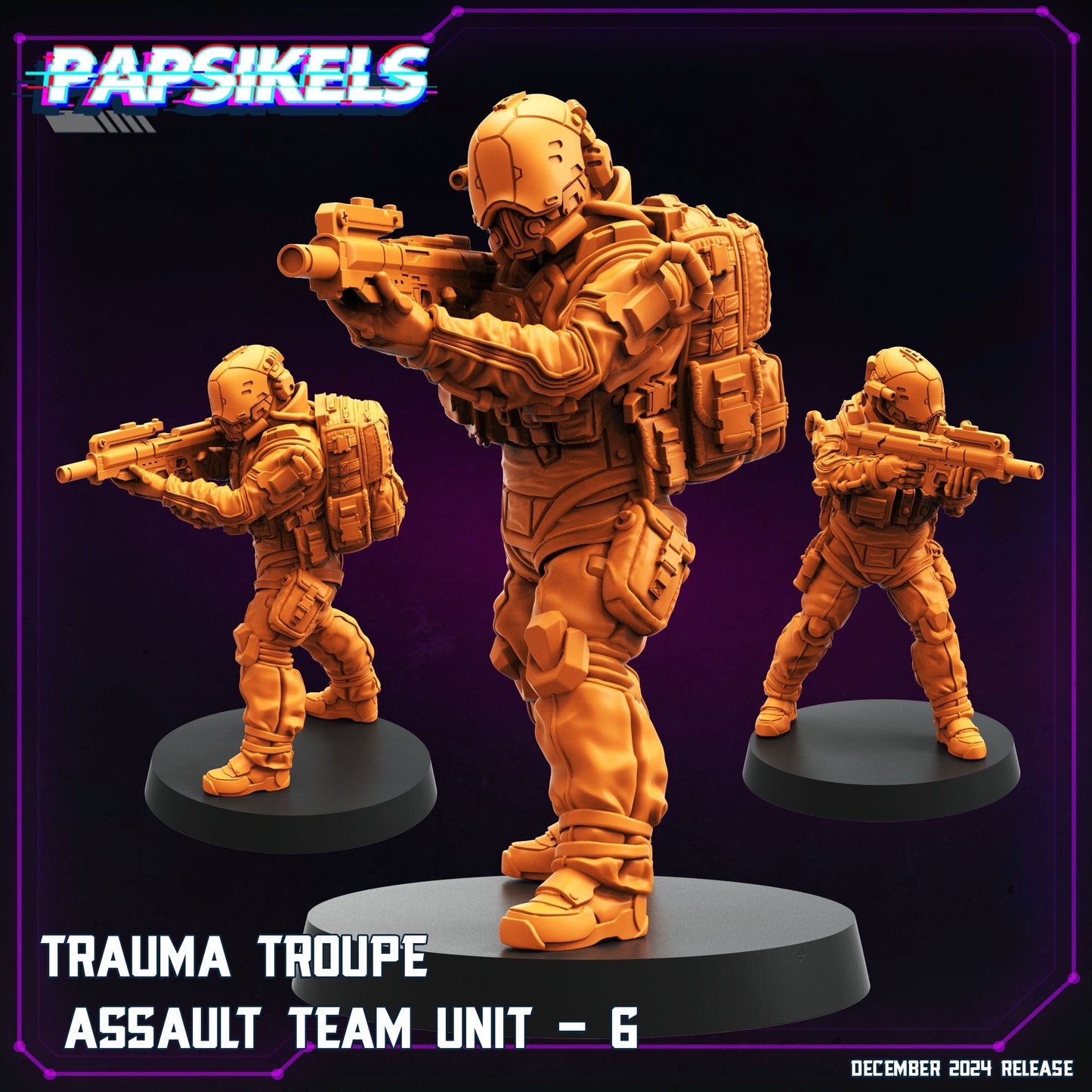 3D Printed Papsikels Trauma Troupe Assault Team Dec. 2024 Cyberpunk 28mm 32mm - 3D Printing Boss 