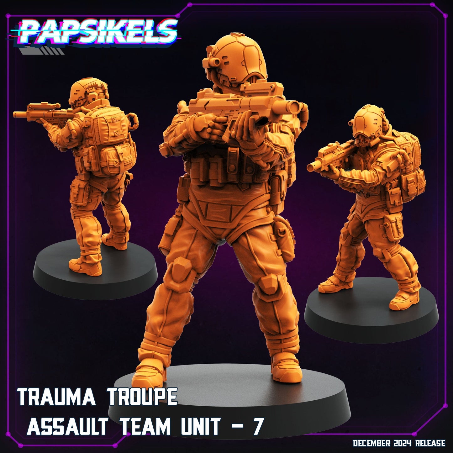 3D Printed Papsikels Trauma Troupe Assault Team Dec. 2024 Cyberpunk 28mm 32mm - 3D Printing Boss 