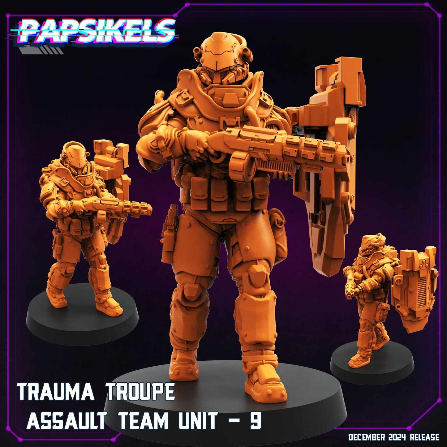 3D Printed Papsikels Trauma Troupe Assault Team Dec. 2024 Cyberpunk 28mm 32mm - 3D Printing Boss 