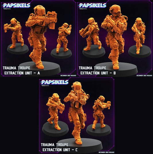 3D Printed Papsikels Trauma Troupe Extraction Unit Set January 2024 Cyberpunk 28mm 32mm - 3D Printing Boss 
