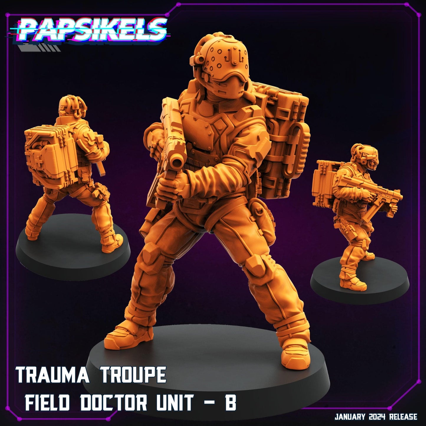 3D Printed Papsikels Trauma Troupe Field Doctor Unit Set January 2024 Cyberpunk 28mm 32mm - 3D Printing Boss 