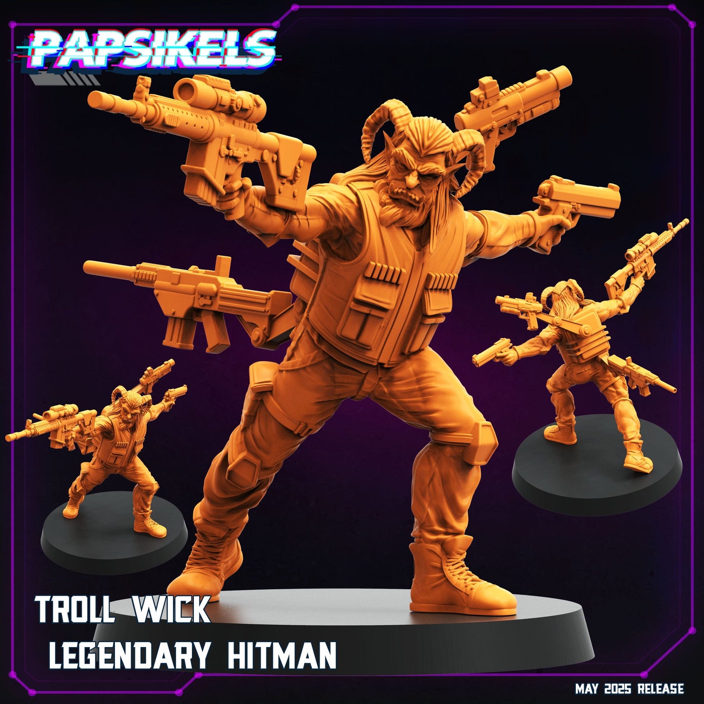 3D Printed Papsikels Troll Wick Legendary Hitman May 2025 Cyberpunk Set 28mm 32mm - 3D Printing Boss 