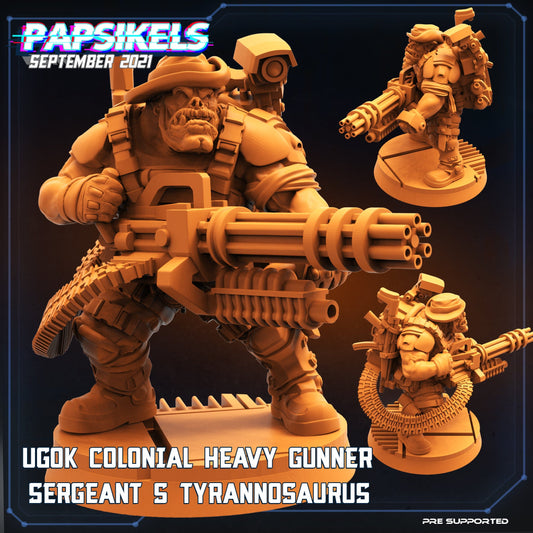 3D Printed Papsikels Ugok Colonial Heavy Gunner Sergeant S Tyrannosaurus Skull Hunters 2 The Exterminators 28mm 32mm - 3D Printing Boss 