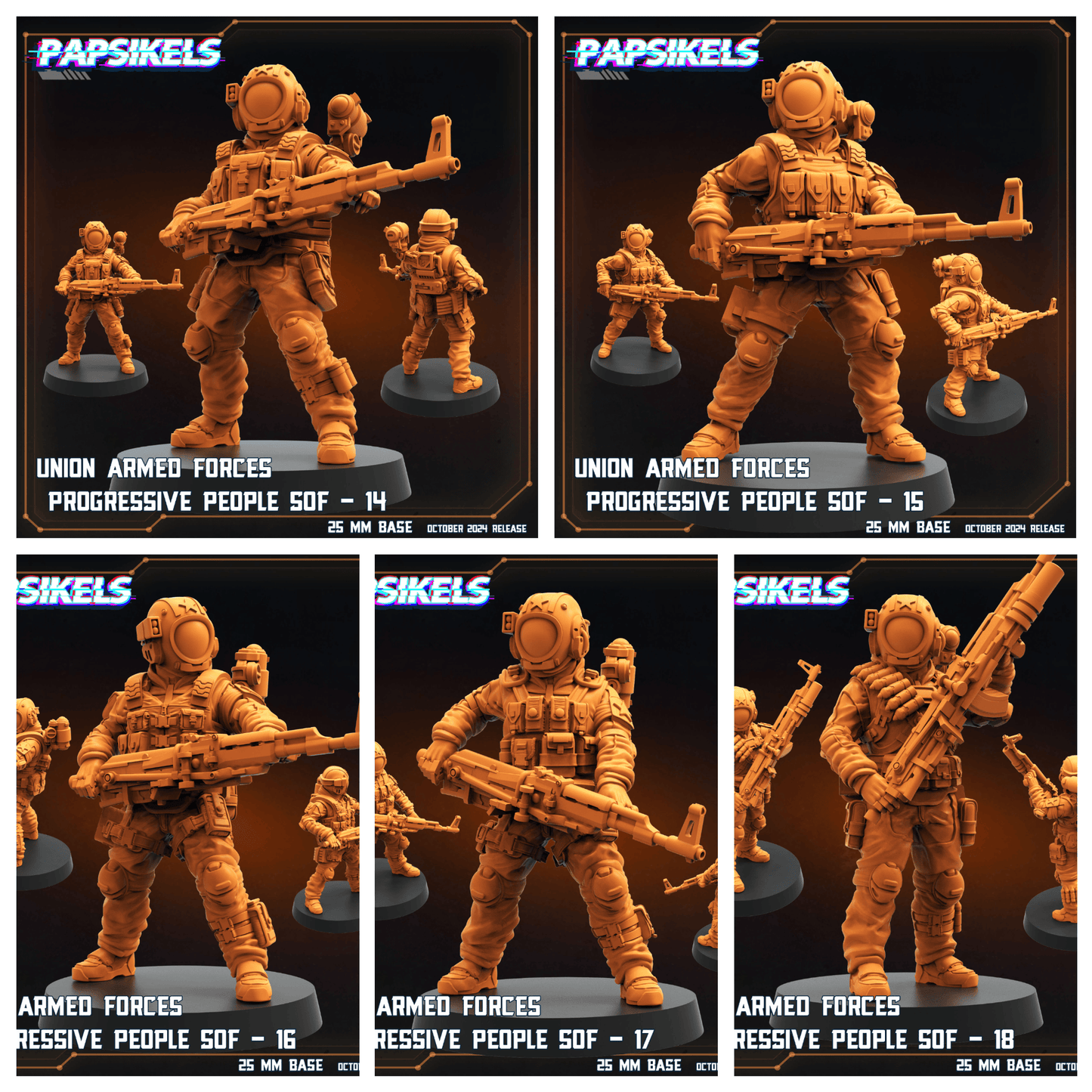 3D Printed Papsikels Union Armed Forces Progressive People Set October 2024 SciFi 28mm 32mm - 3D Printing Boss 