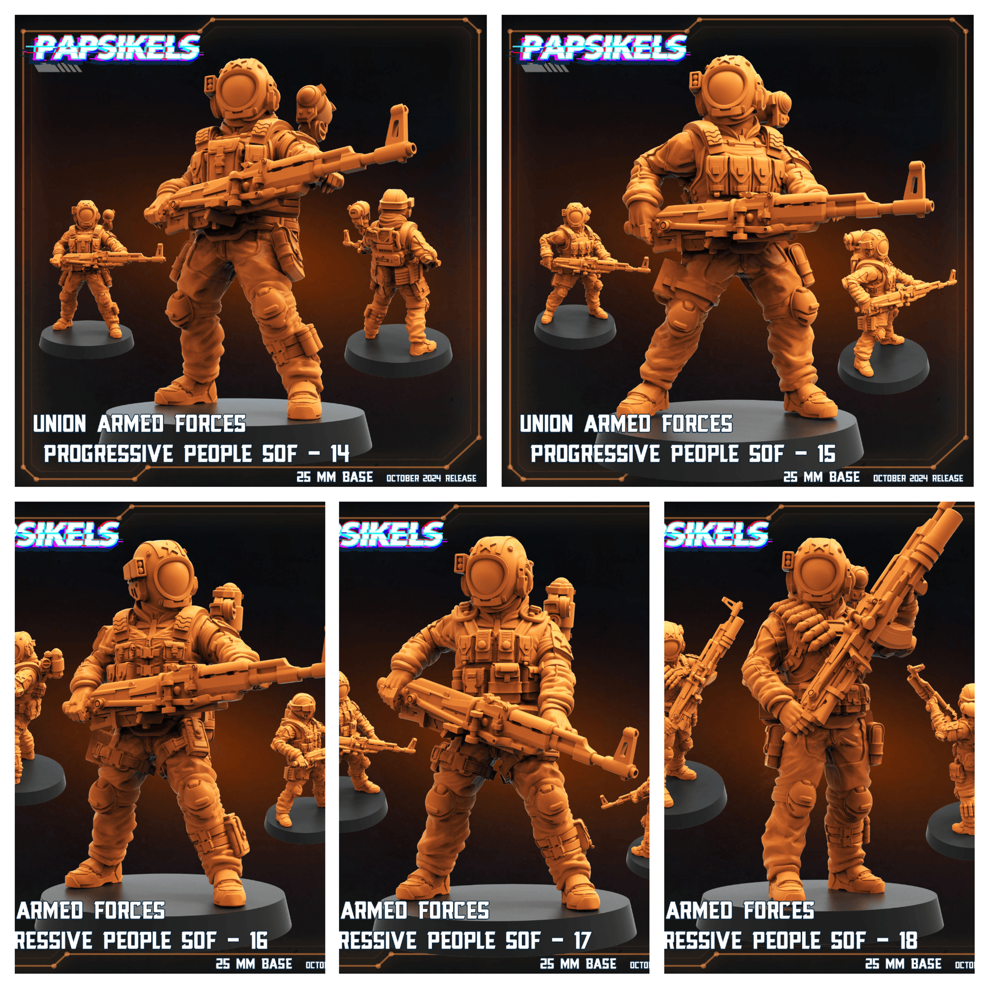 3D Printed Papsikels Union Armed Forces Progressive People Set October 2024 SciFi 28mm 32mm - 3D Printing Boss 