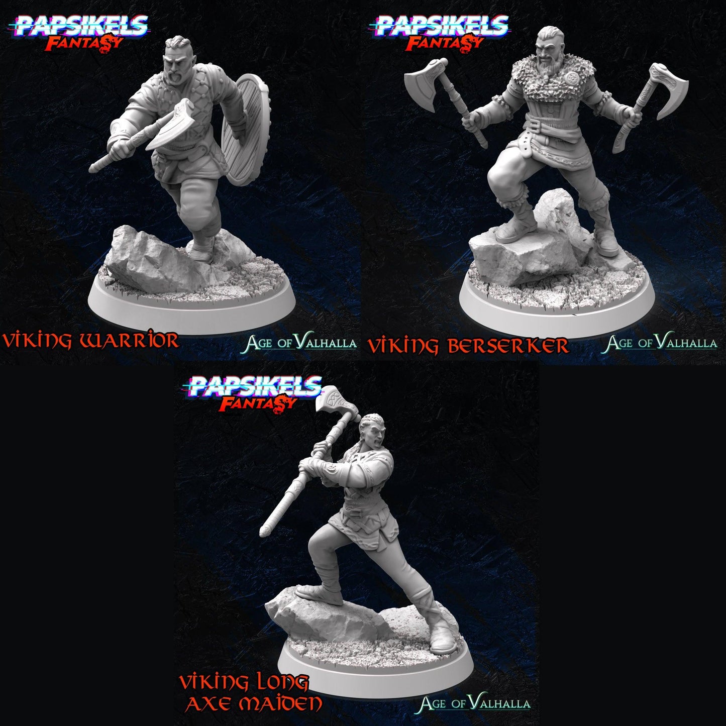 3D Printed Papsikels Viking Set 28mm 32mm - 3D Printing Boss 