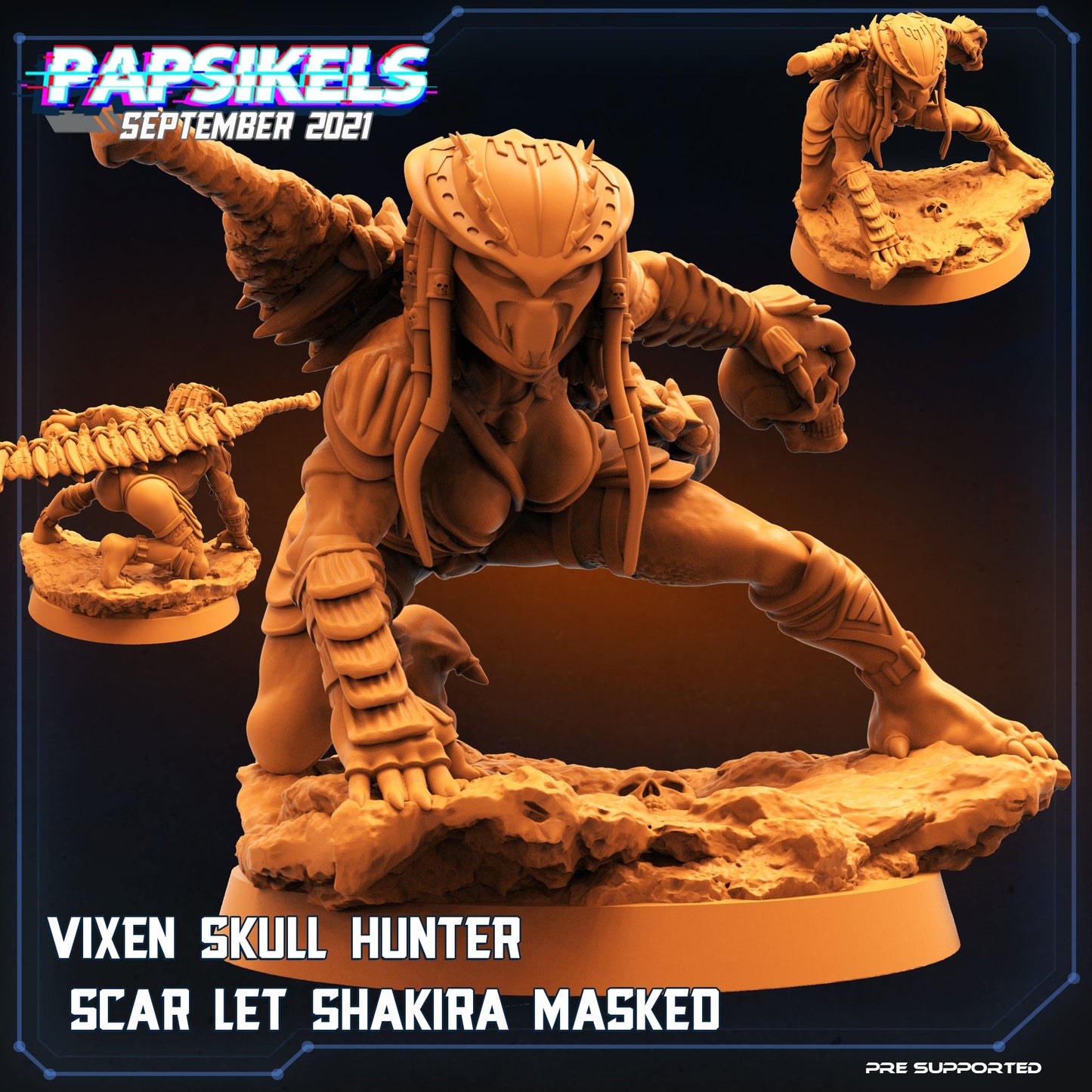 3D Printed Papsikels Vixen Skull Hunter Scarlet Shakira Skull Hunters 2 The Exterminators 28mm 32mm - 3D Printing Boss 