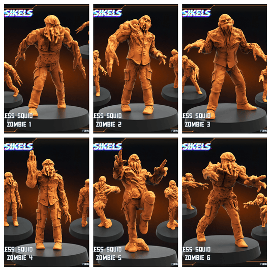 3D Printed Papsikels Voteless Squid Mind Zombie Set February 2025 Scifi 28mm 32mm - 3D Printing Boss 