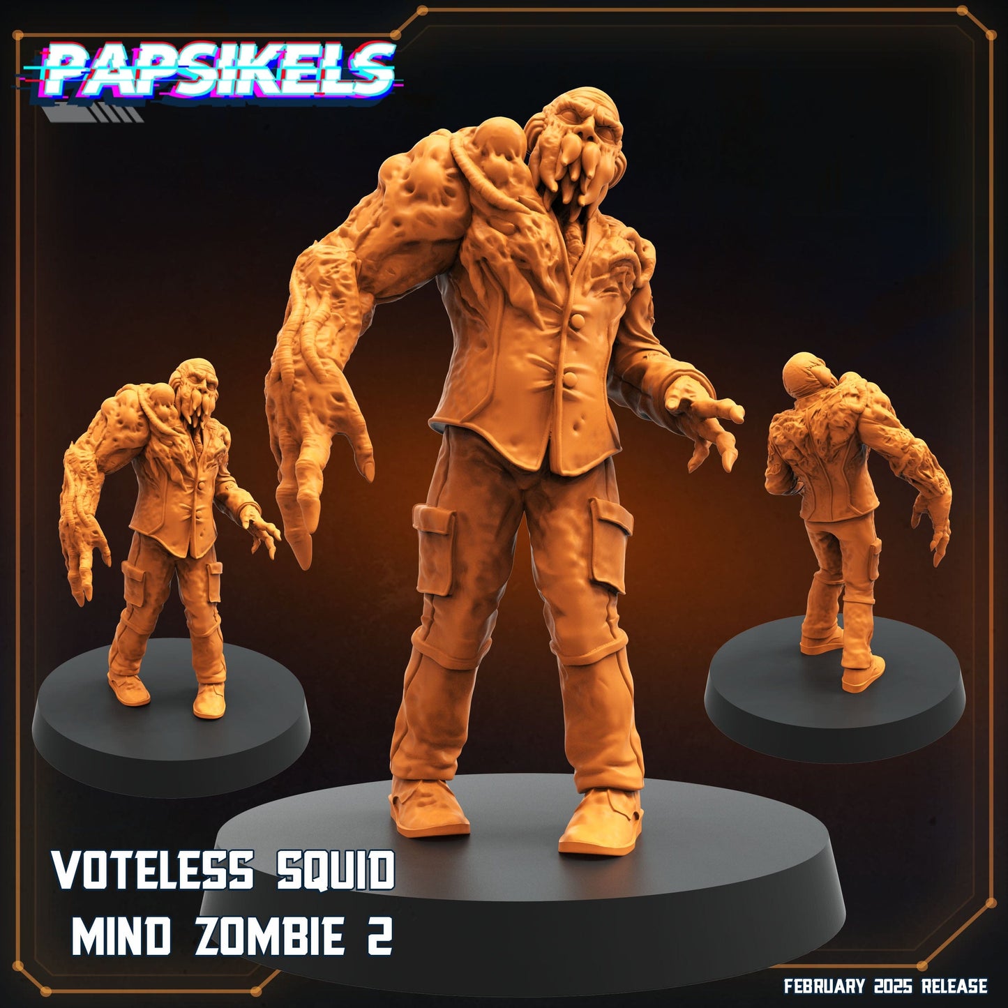 3D Printed Papsikels Voteless Squid Mind Zombie Set February 2025 Scifi 28mm 32mm - 3D Printing Boss 