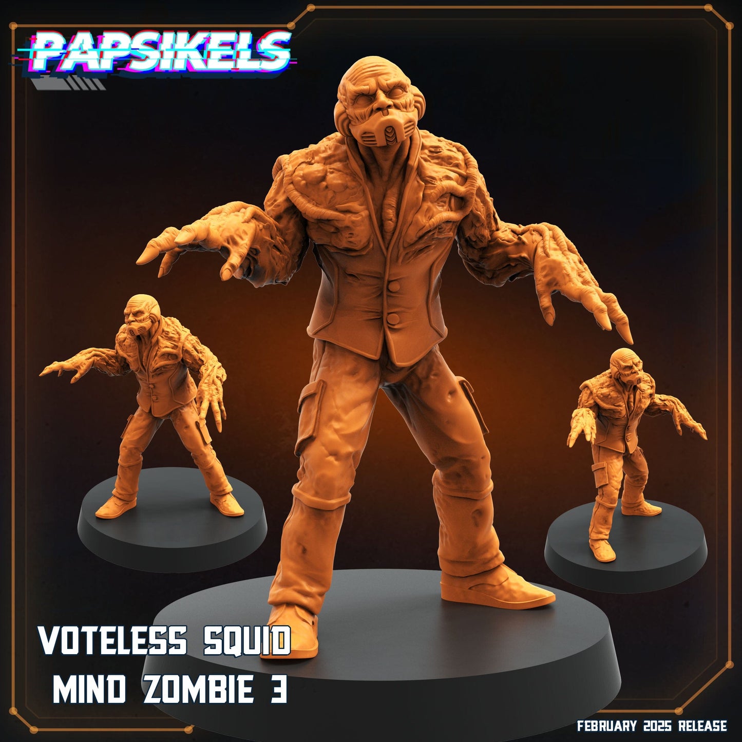 3D Printed Papsikels Voteless Squid Mind Zombie Set February 2025 Scifi 28mm 32mm - 3D Printing Boss 