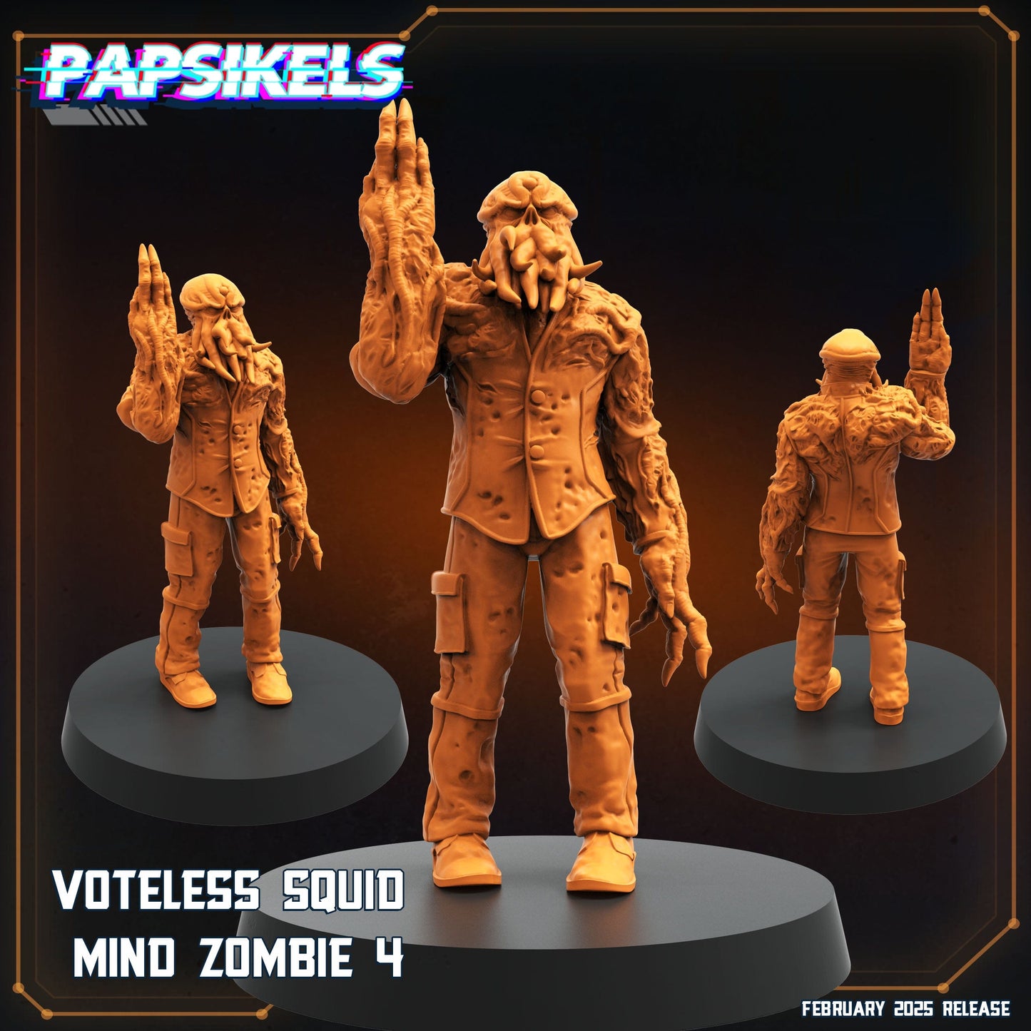 3D Printed Papsikels Voteless Squid Mind Zombie Set February 2025 Scifi 28mm 32mm - 3D Printing Boss 