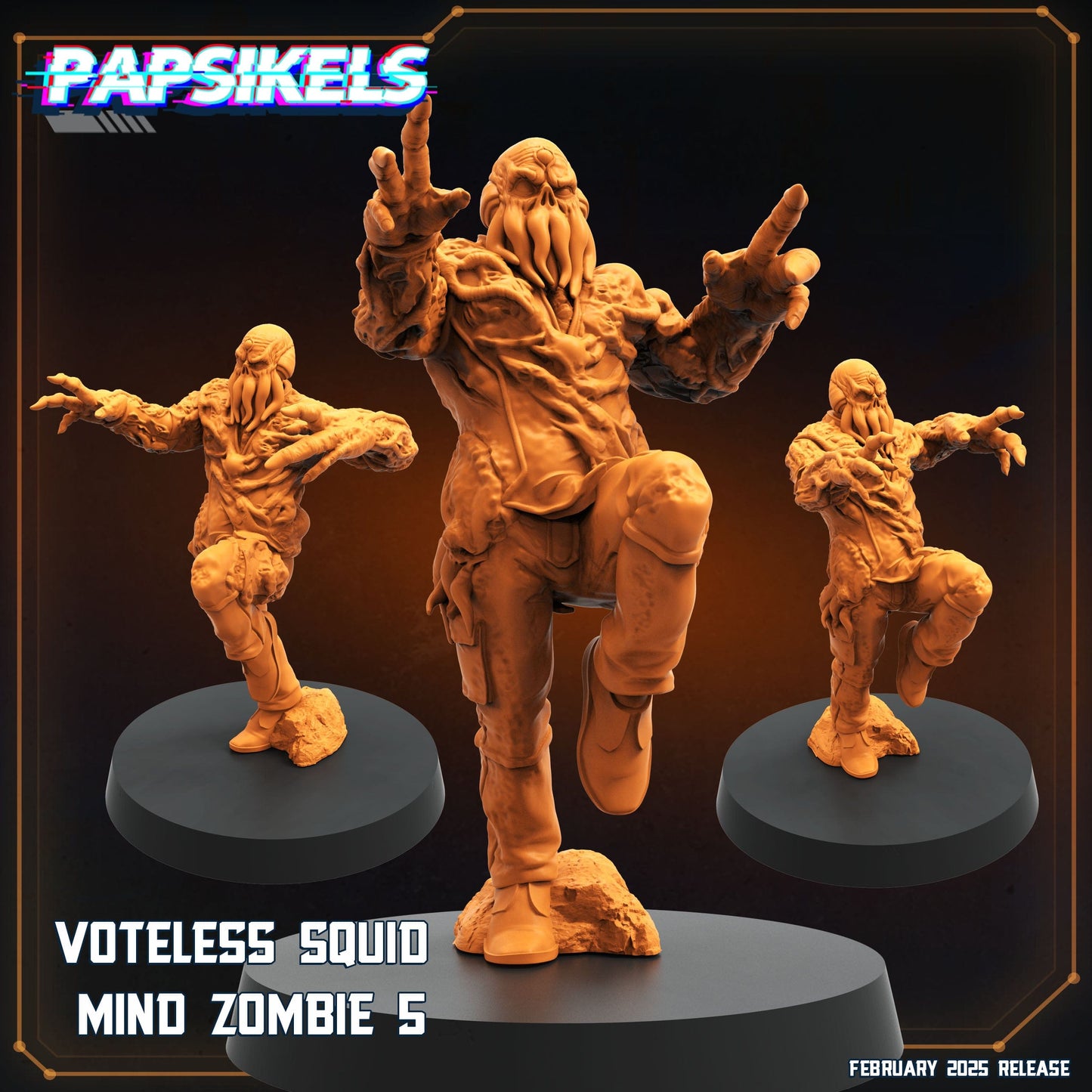 3D Printed Papsikels Voteless Squid Mind Zombie Set February 2025 Scifi 28mm 32mm - 3D Printing Boss 