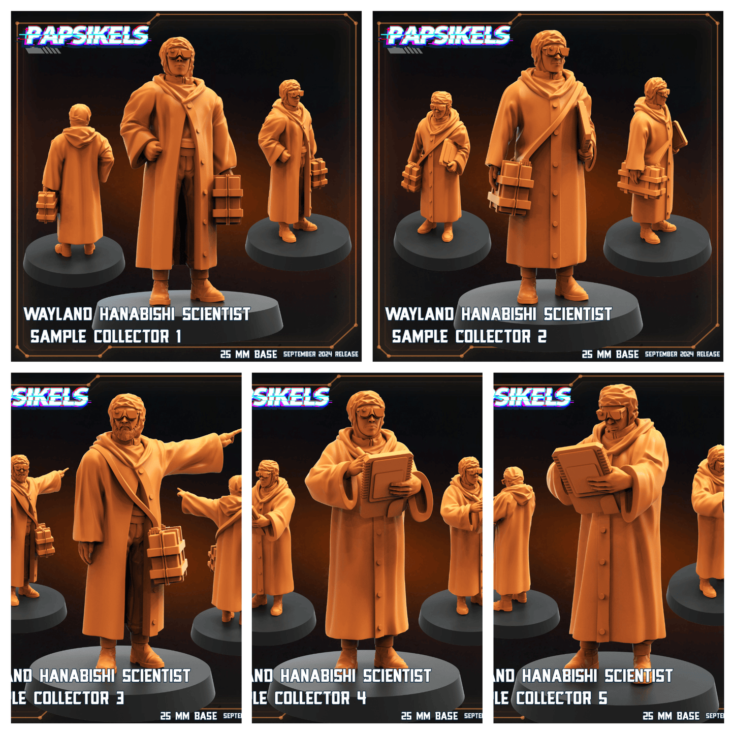 3D Printed Papsikels Wayland Hanabishi Scientist Sample Collectors Set SEPTEMBER 2024 SCIFI 28mm 32mm - 3D Printing Boss 