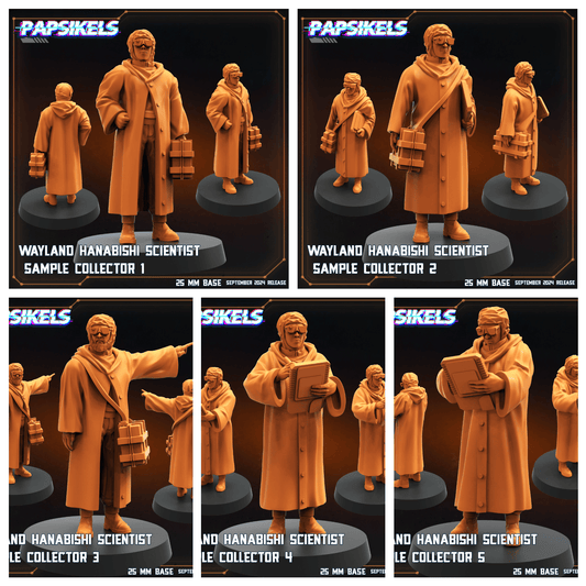 3D Printed Papsikels Wayland Hanabishi Scientist Sample Collectors Set SEPTEMBER 2024 SCIFI 28mm 32mm - 3D Printing Boss 