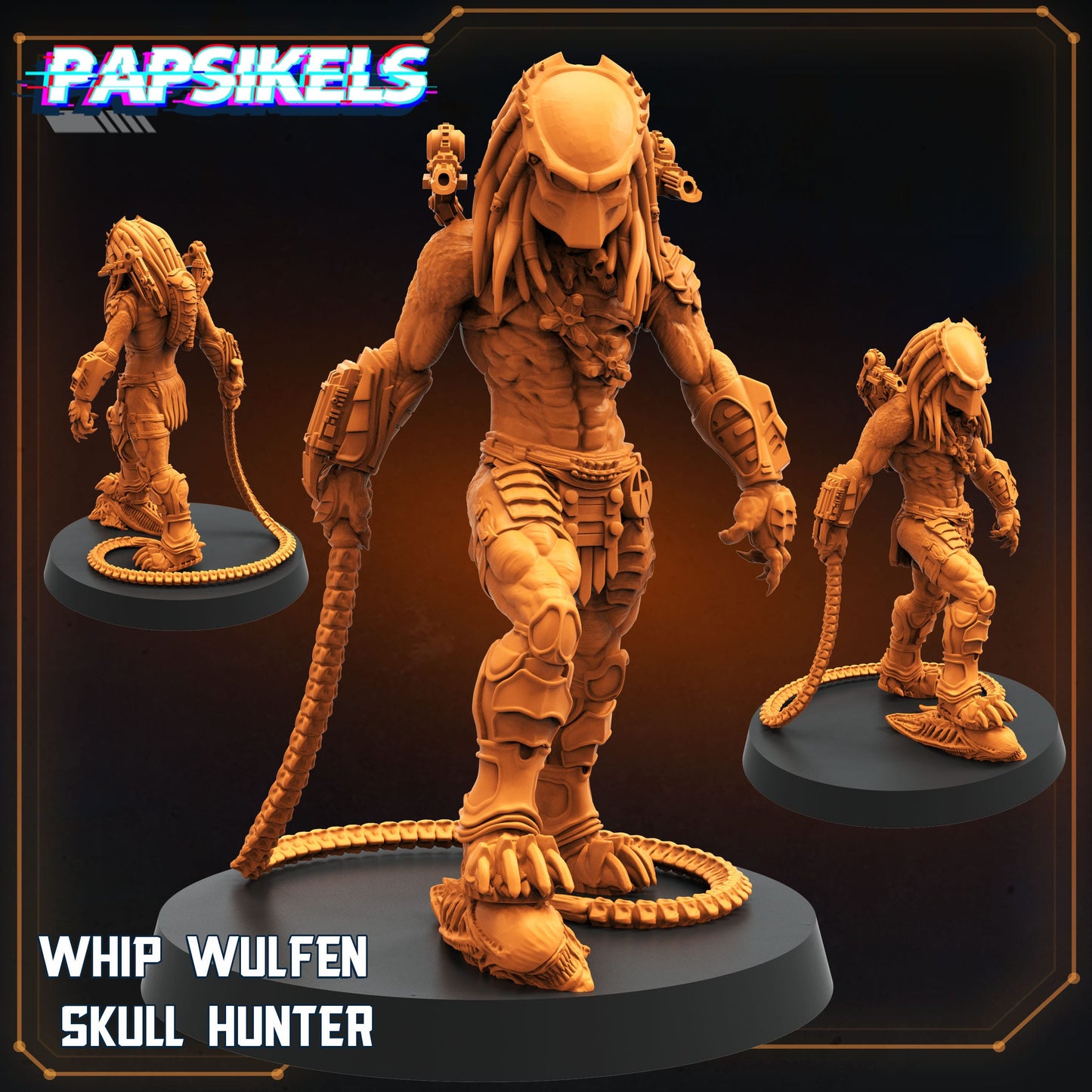 3D Printed Papsikels Whip Wulfen Skull Hunter 28mm 32mm - 3D Printing Boss 