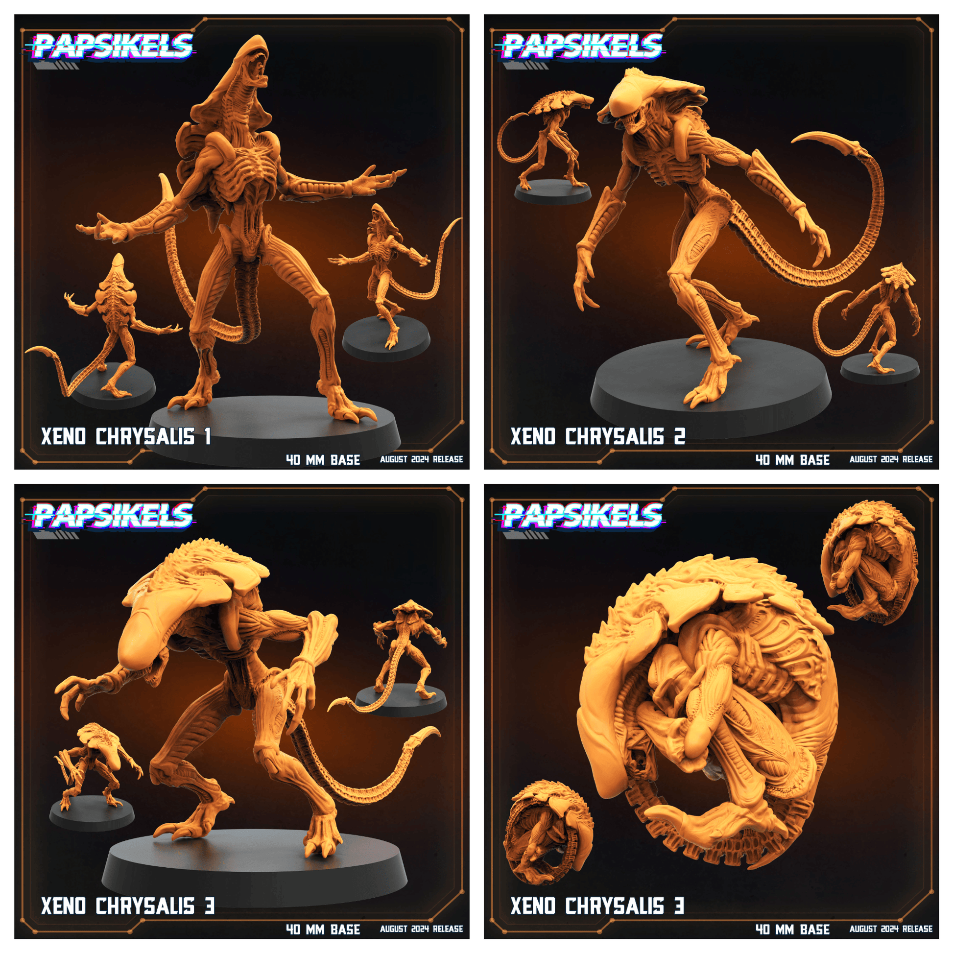 3D Printed Papsikels Xeno Chrysalis Set 28mm 32mm - 3D Printing Boss 