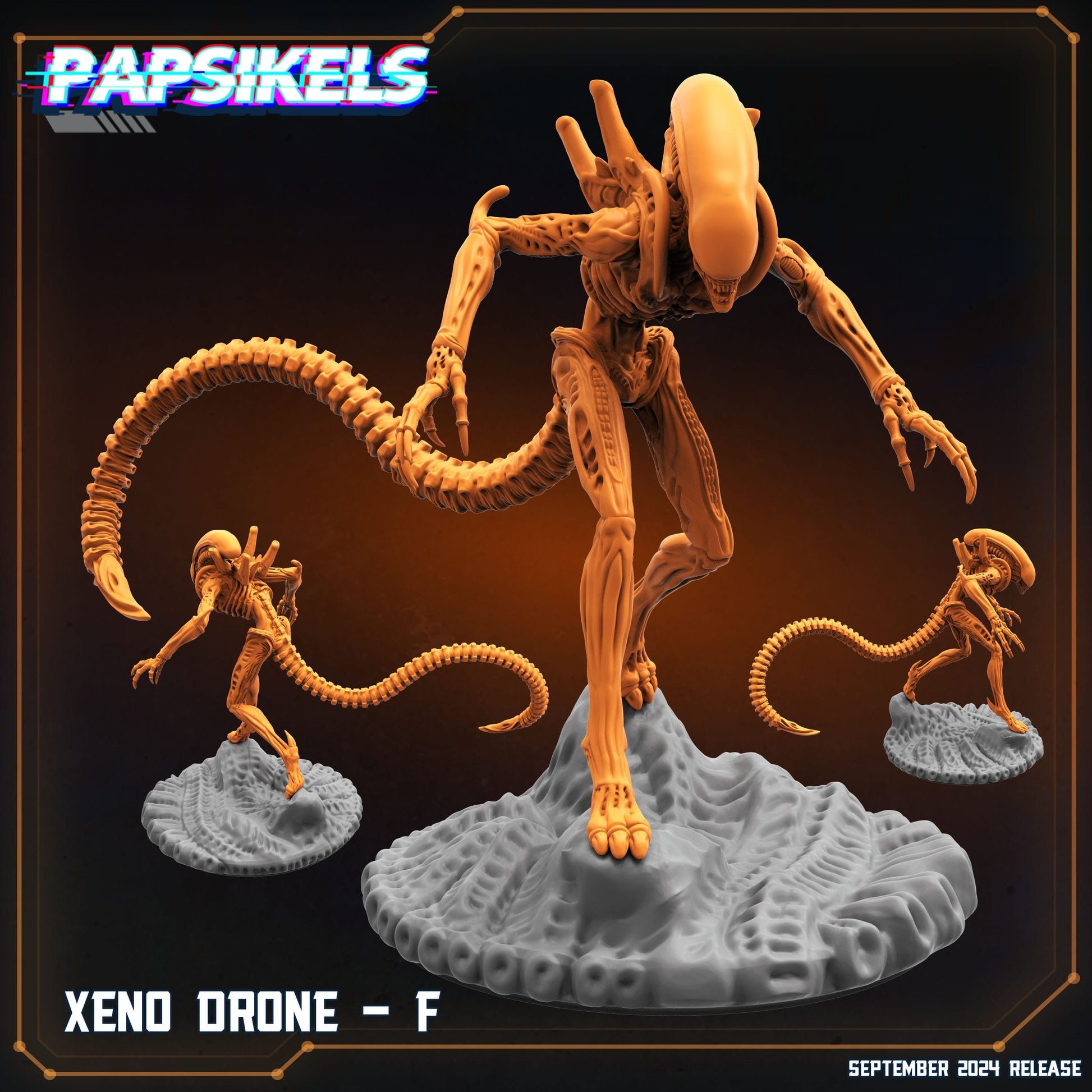 3D Printed Papsikels Xeno Drone F SEPTEMBER 2024 SCIFI 28mm 32mm - 3D Printing Boss 