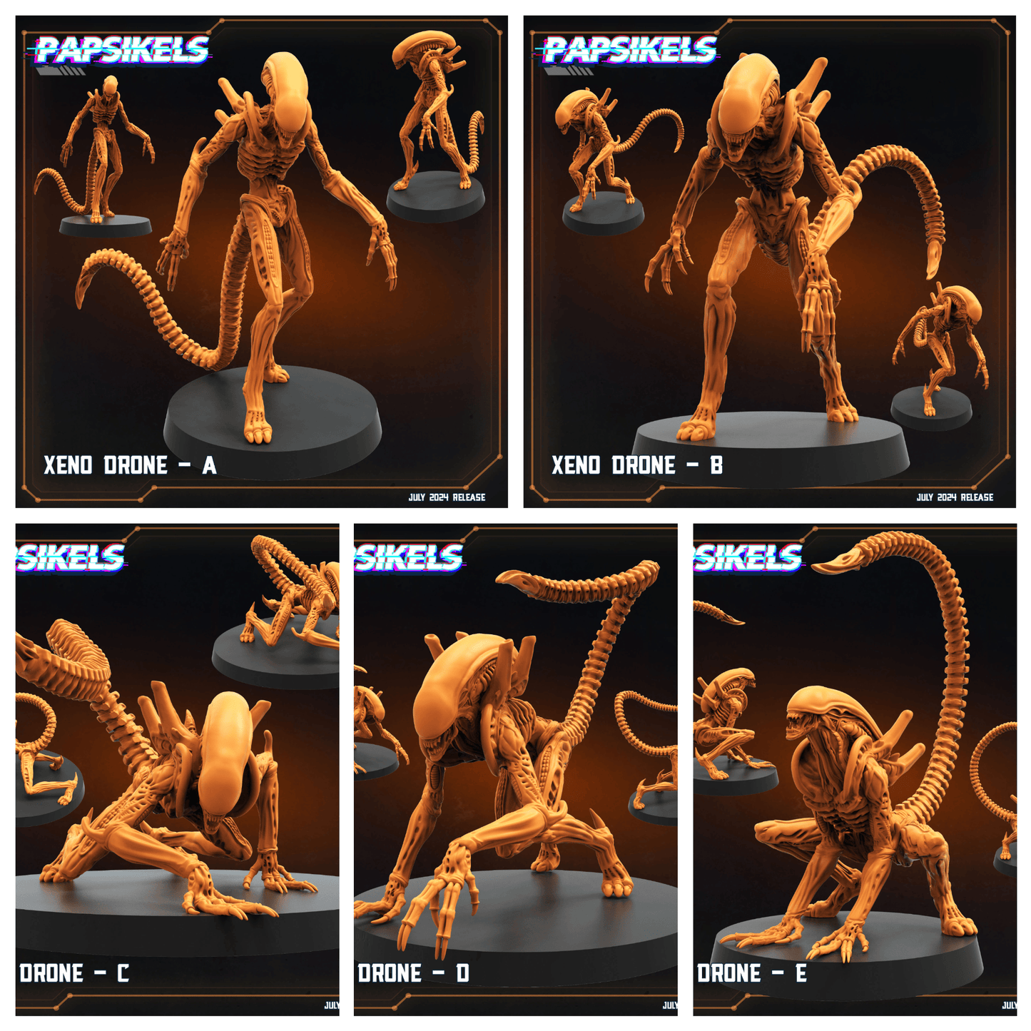 3D Printed Papsikels Xeno Drone Set July 2024 Scifi 28mm 32mm - 3D Printing Boss 