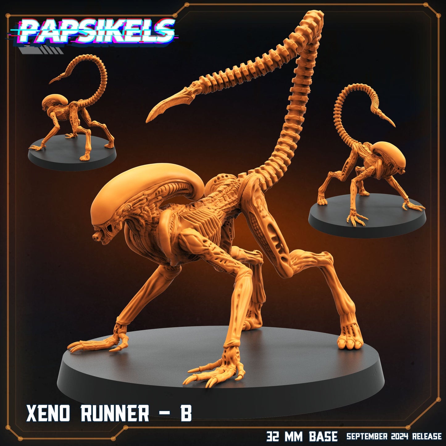 3D Printed Papsikels Xeno Runners Set SEPTEMBER 2024 SCIFI 28mm 32mm - 3D Printing Boss 