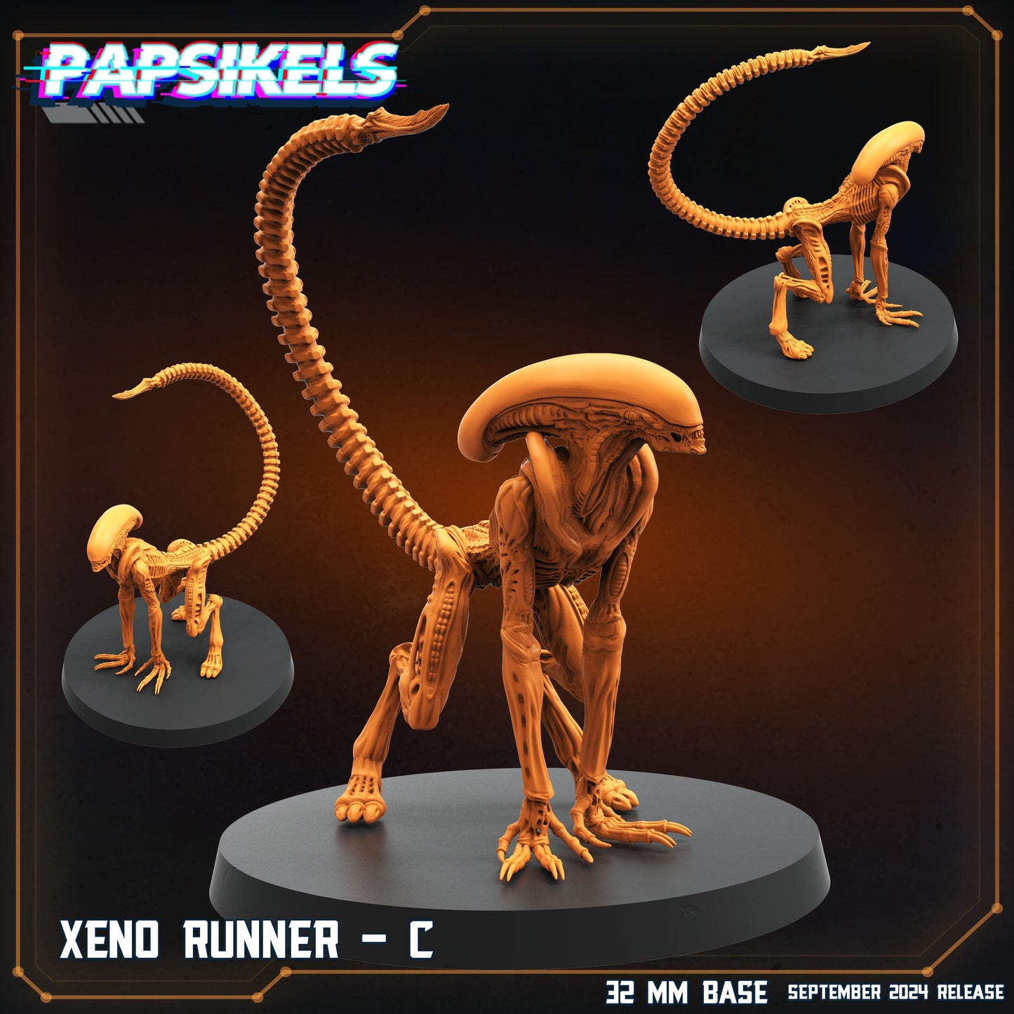 3D Printed Papsikels Xeno Runners Set SEPTEMBER 2024 SCIFI 28mm 32mm - 3D Printing Boss 