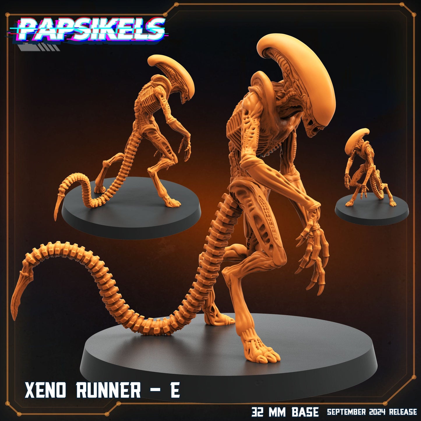 3D Printed Papsikels Xeno Runners Set SEPTEMBER 2024 SCIFI 28mm 32mm - 3D Printing Boss 