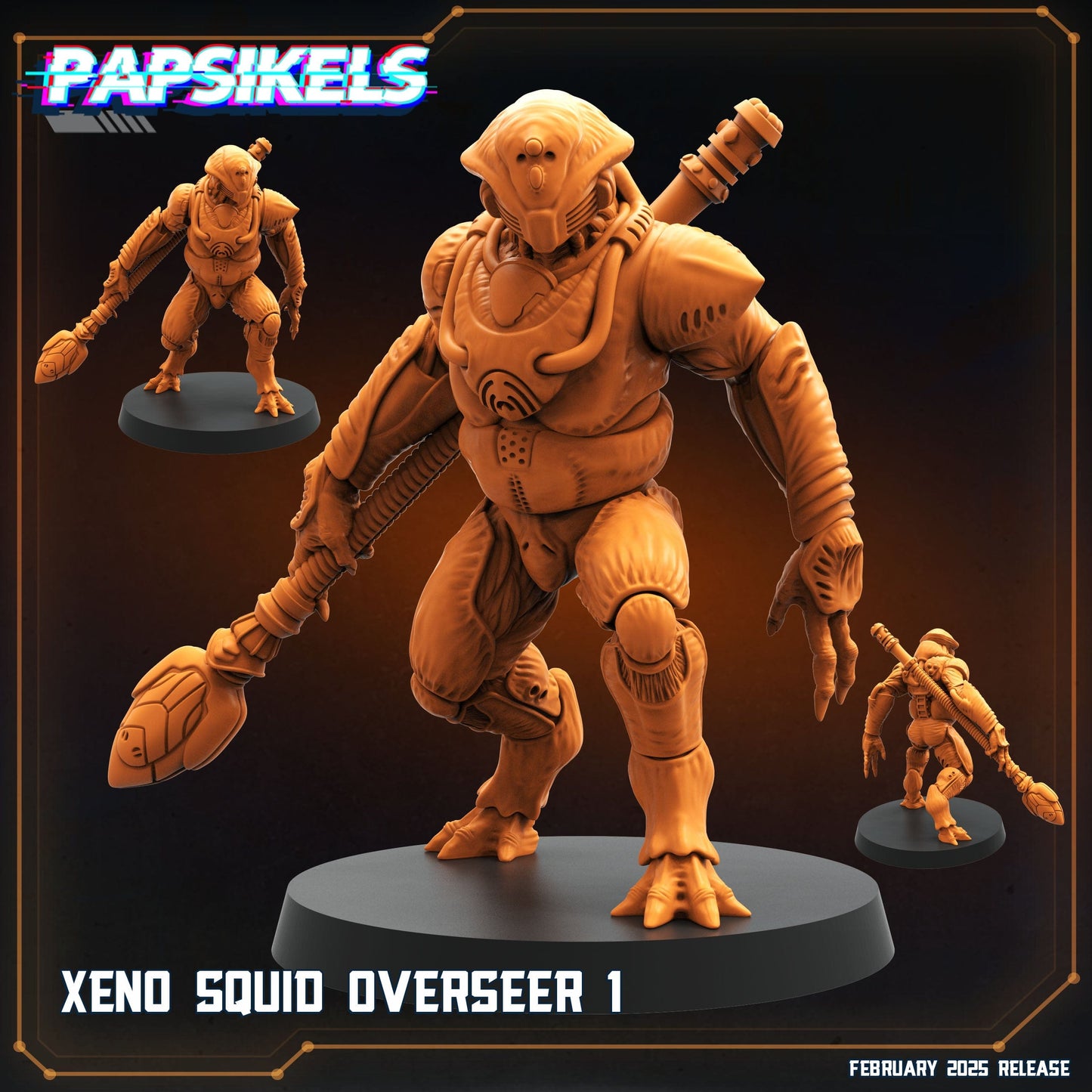 3D Printed Papsikels Xeno Squid Overseer February 2025 Scifi 28mm 32mm - 3D Printing Boss 