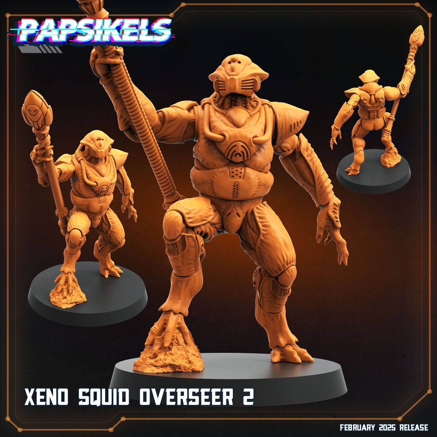 3D Printed Papsikels Xeno Squid Overseer February 2025 Scifi 28mm 32mm - 3D Printing Boss 