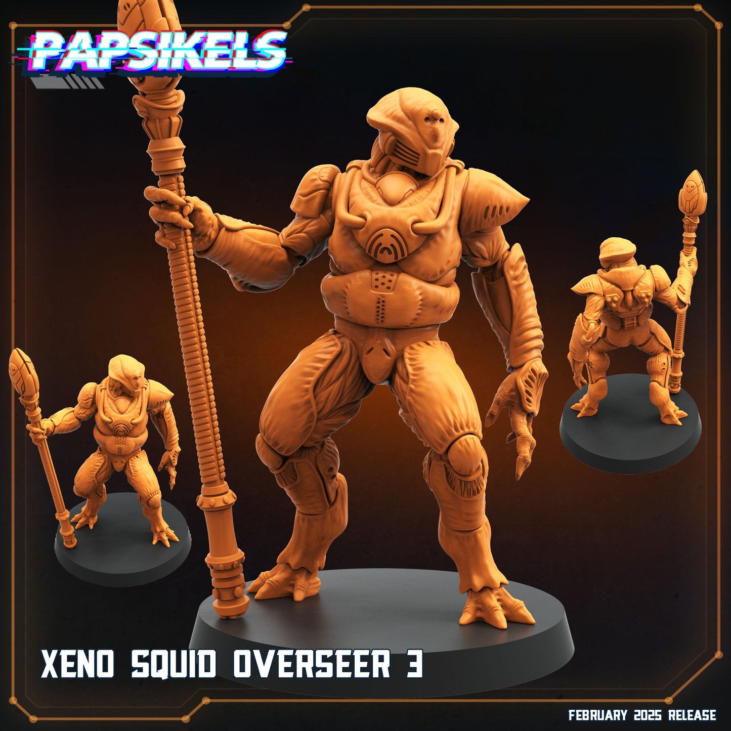 3D Printed Papsikels Xeno Squid Overseer February 2025 Scifi 28mm 32mm - 3D Printing Boss 