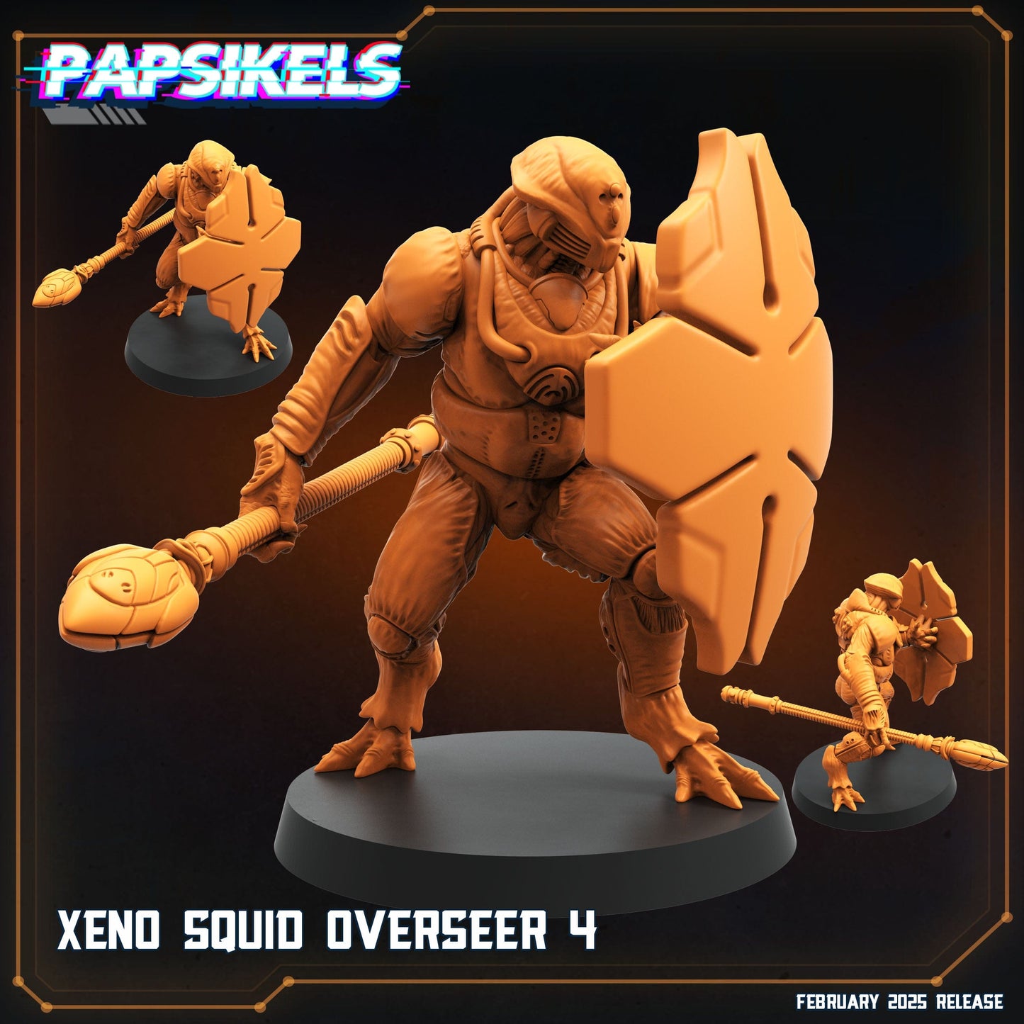 3D Printed Papsikels Xeno Squid Overseer February 2025 Scifi 28mm 32mm - 3D Printing Boss 