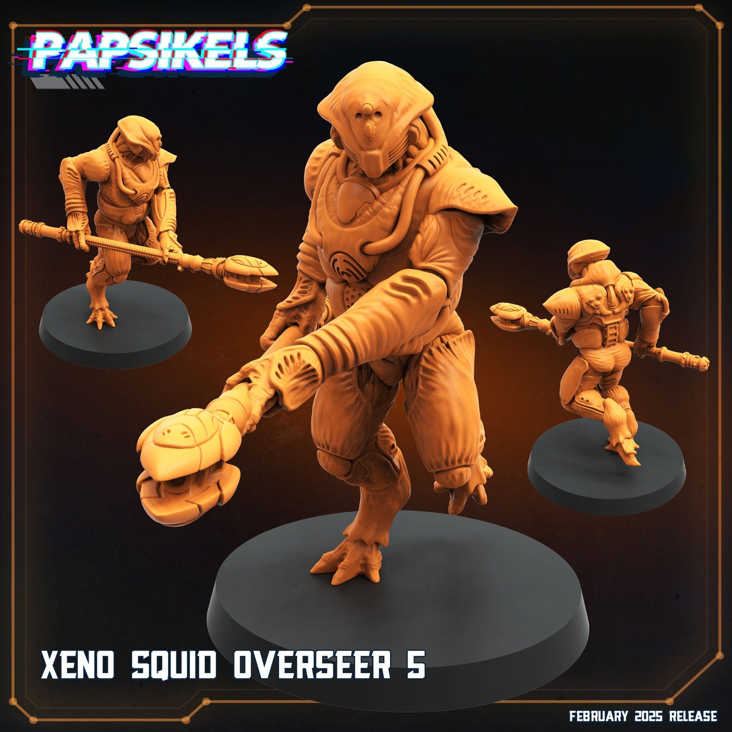 3D Printed Papsikels Xeno Squid Overseer February 2025 Scifi 28mm 32mm - 3D Printing Boss 