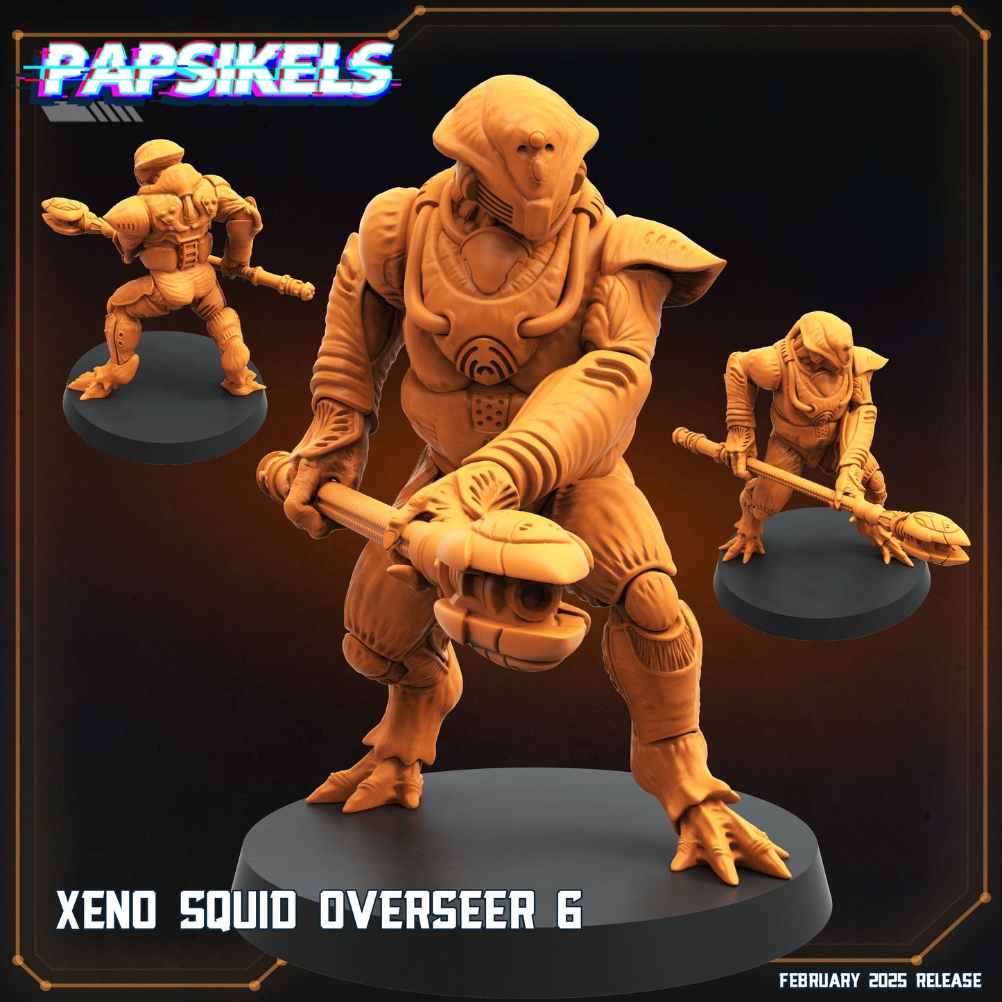 3D Printed Papsikels Xeno Squid Overseer February 2025 Scifi 28mm 32mm - 3D Printing Boss 