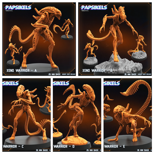 3D Printed Papsikels Xeno Warrior Set August 2024 Scifi 28mm 32mm - 3D Printing Boss 