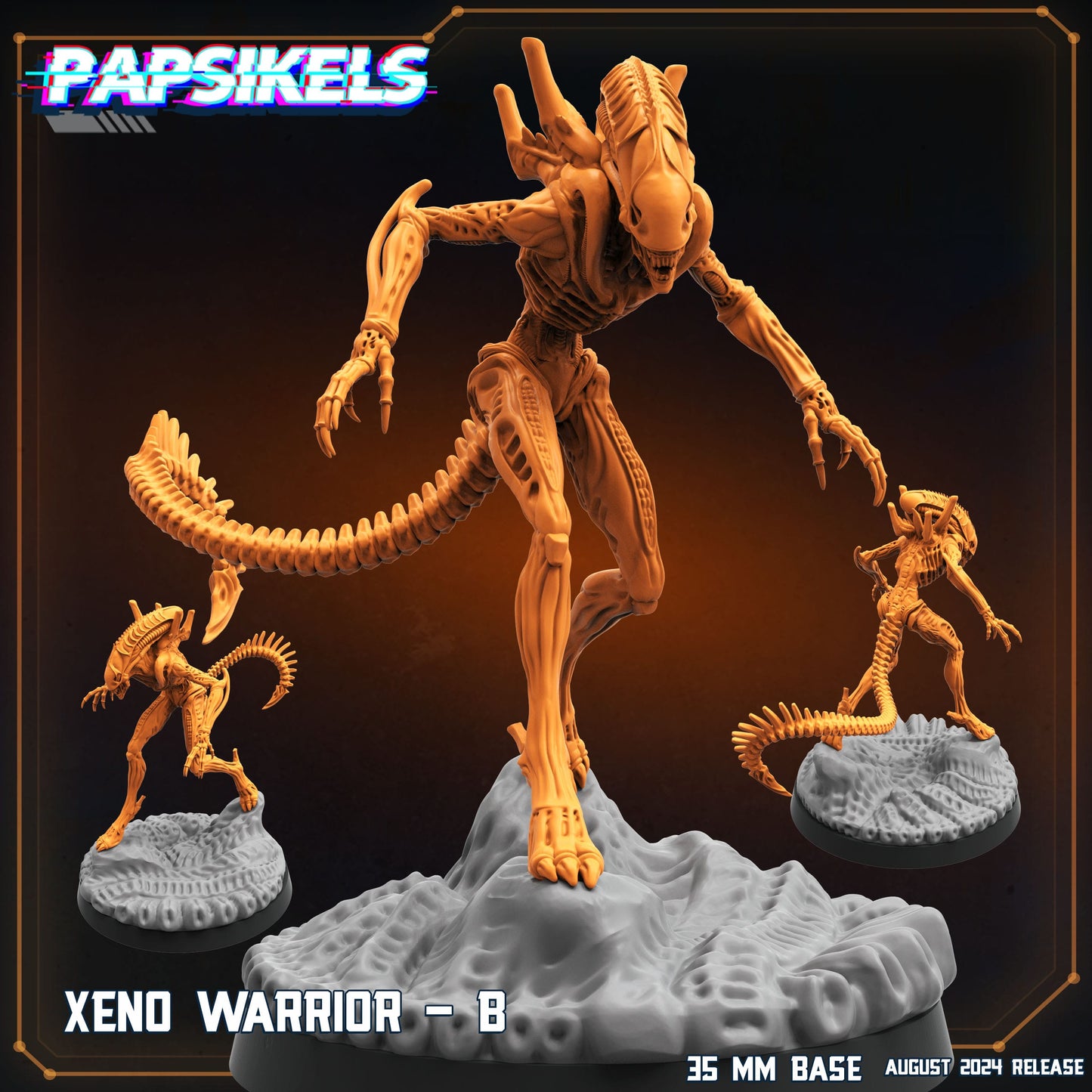 3D Printed Papsikels Xeno Warrior Set August 2024 Scifi 28mm 32mm - 3D Printing Boss 