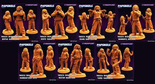 3D Printed Papsikels - Yakuza Skull Hunter Set March 2023 Cyberpunk - 28mm 32mm - 3D Printing Boss 