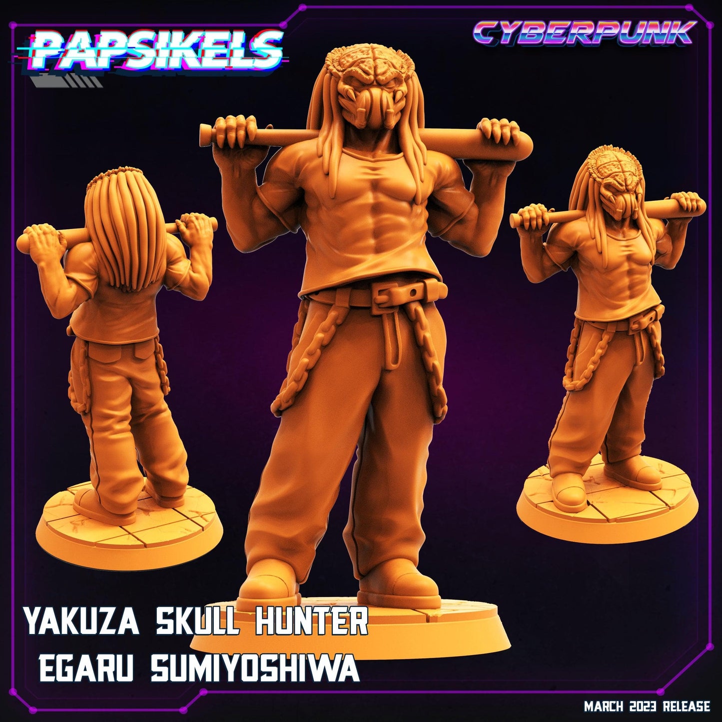 3D Printed Papsikels - Yakuza Skull Hunter Set March 2023 Cyberpunk - 28mm 32mm - 3D Printing Boss 