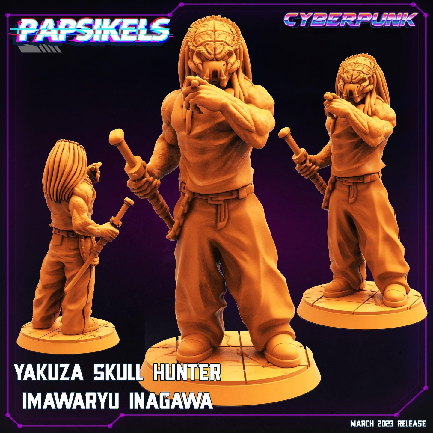 3D Printed Papsikels - Yakuza Skull Hunter Set March 2023 Cyberpunk - 28mm 32mm - 3D Printing Boss 