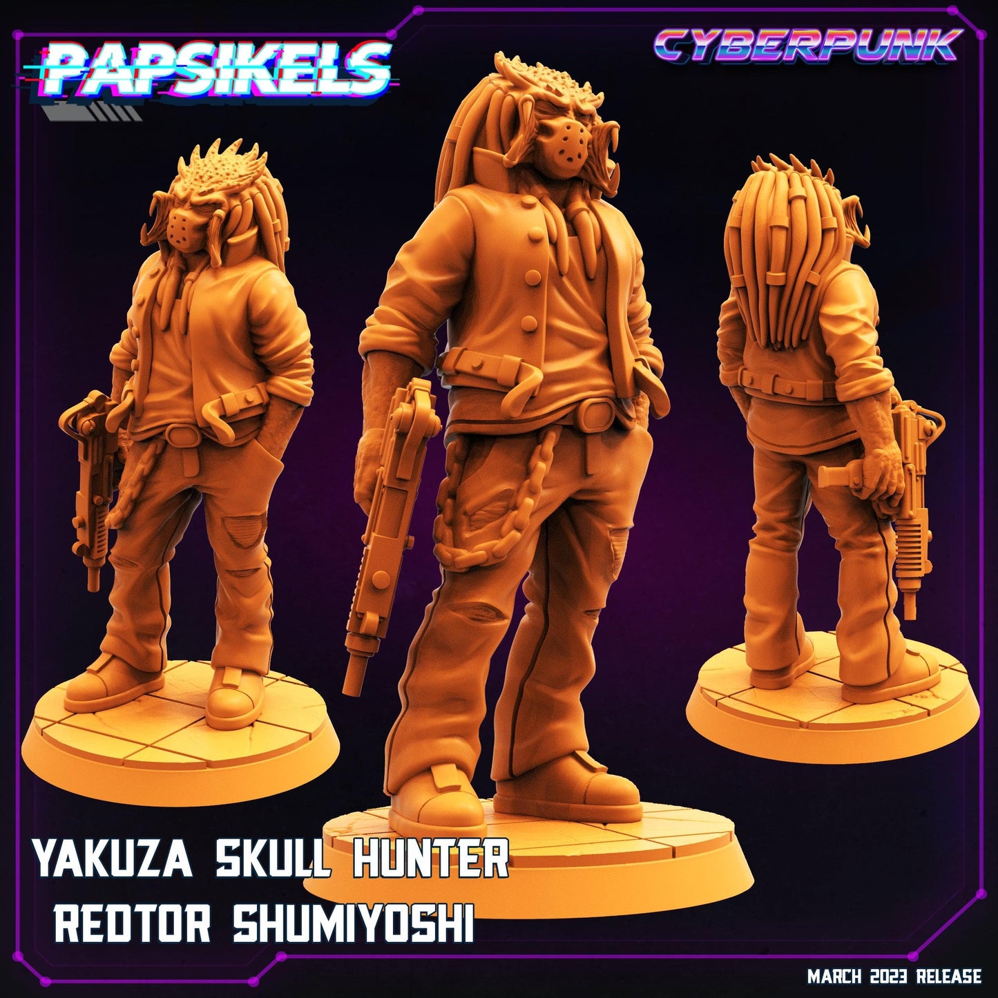 3D Printed Papsikels - Yakuza Skull Hunter Set March 2023 Cyberpunk - 28mm 32mm - 3D Printing Boss 