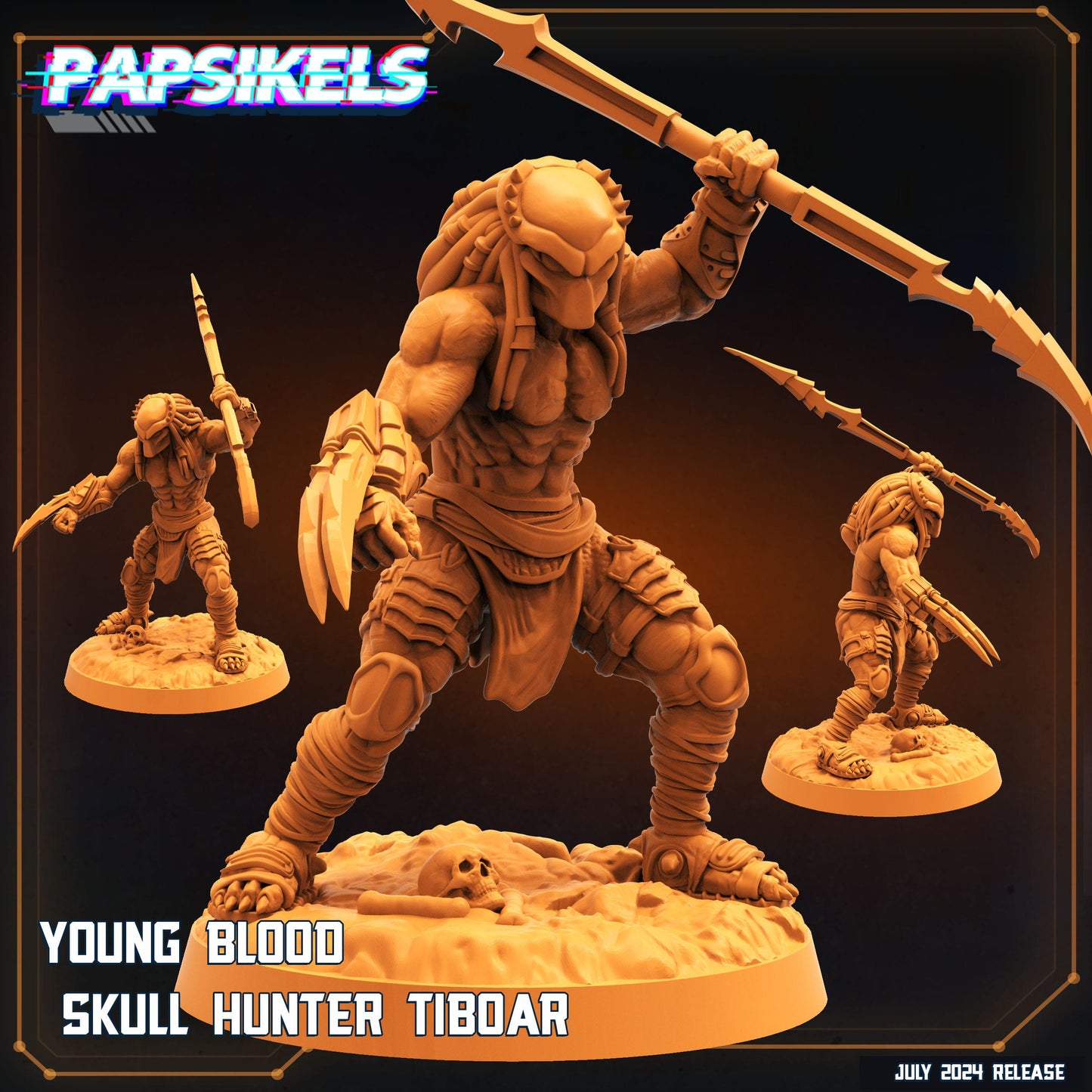 3D Printed Papsikels Young Blood Skull Hunter Tiboar 28mm 32mm - 3D Printing Boss 