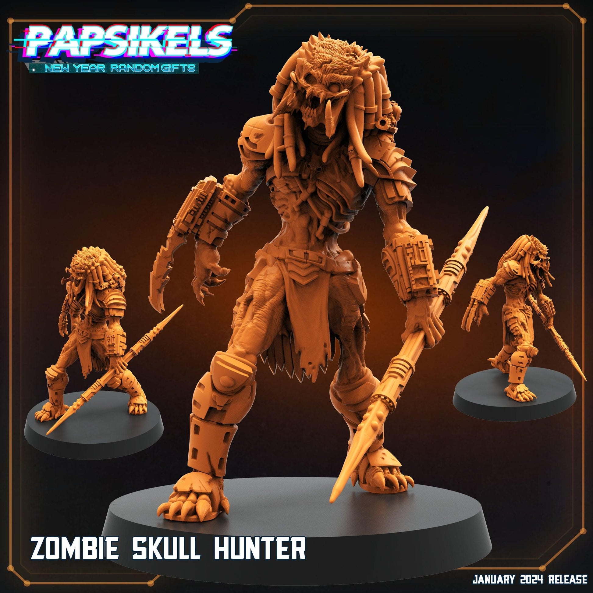 3D Printed Papsikels Zombie Skull Hunter 28mm 32mm - 3D Printing Boss 