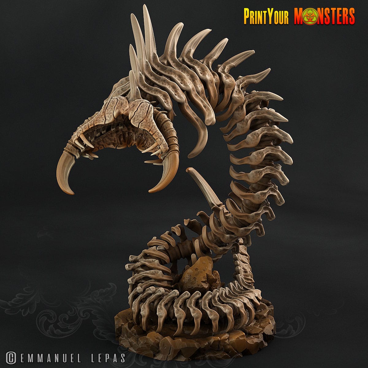 3D Printed Print Your Monster The Ancient Bones Pack - Giant Bones Serpent 28mm 32mm D&D - 3D Printing Boss 