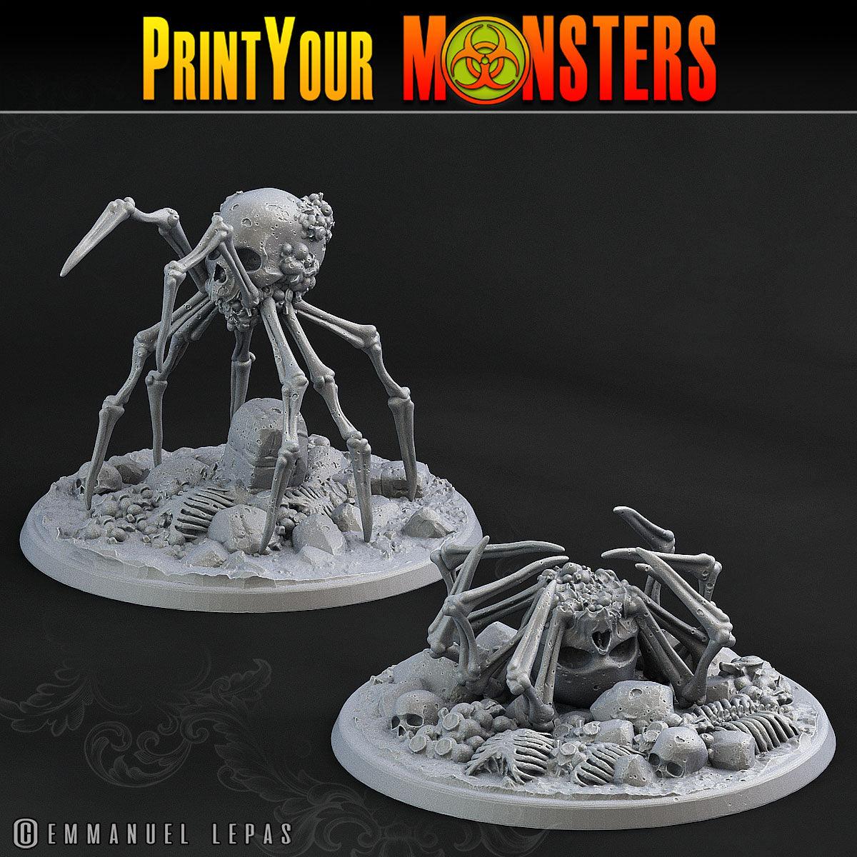 3D Printed Print Your Monsters 2 Bones Spiders Land of Bones Set 28mm - 32mm D&D Wargaming - 3D Printing Boss 