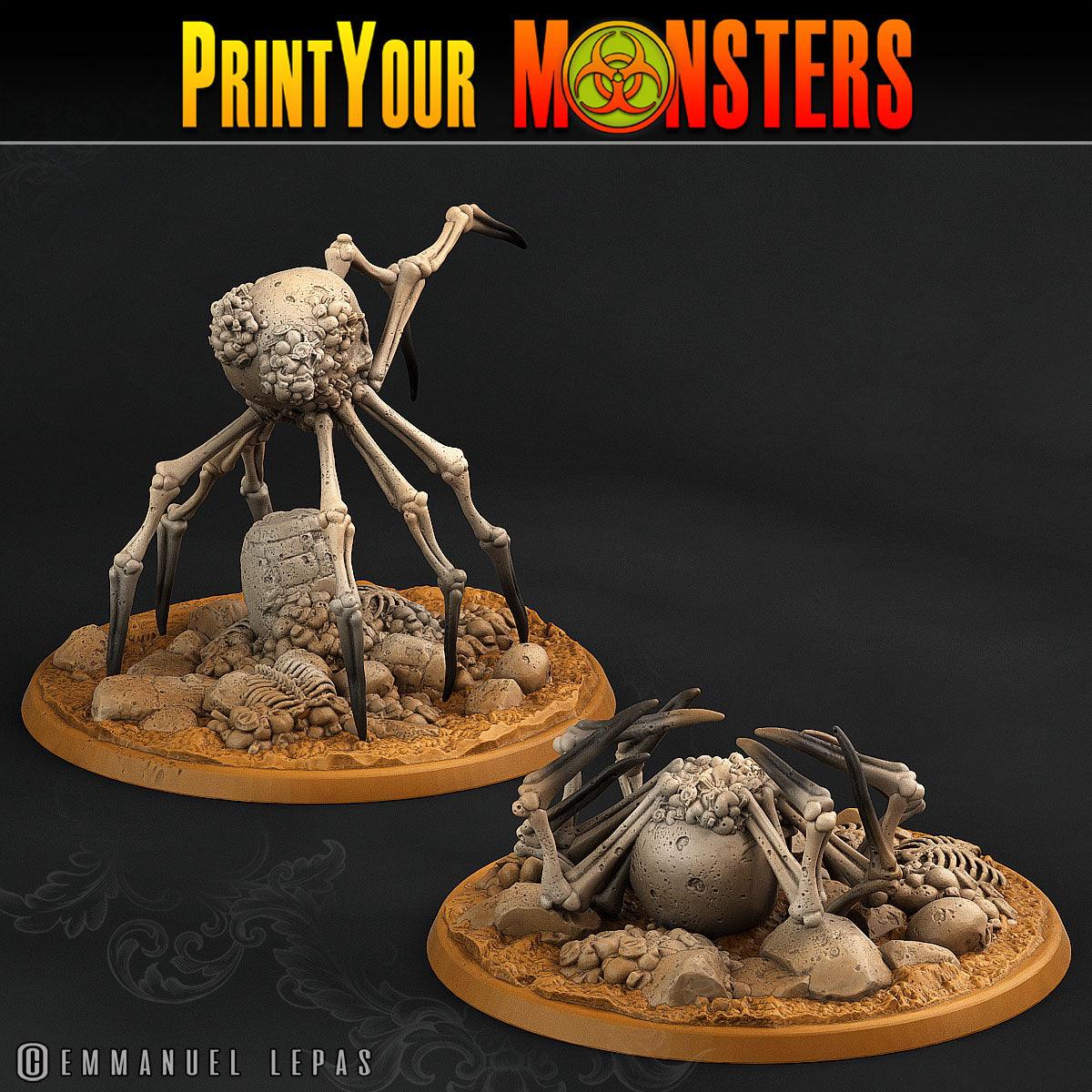 3D Printed Print Your Monsters 2 Bones Spiders Land of Bones Set 28mm - 32mm D&D Wargaming - 3D Printing Boss 