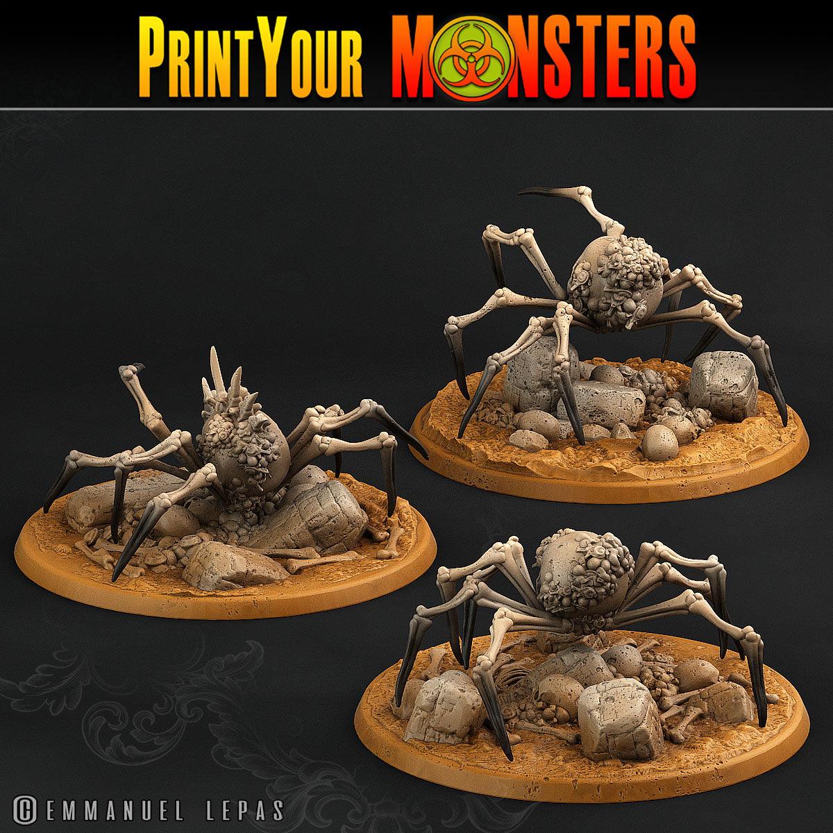 3D Printed Print Your Monsters 3 Bones Spiders Land of Bones Set 28mm - 32mm D&D Wargaming - 3D Printing Boss 