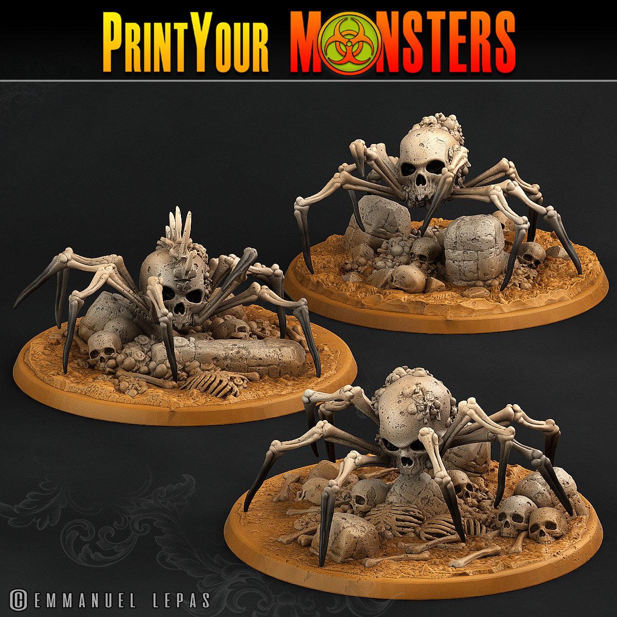 3D Printed Print Your Monsters 3 Bones Spiders Land of Bones Set 28mm - 32mm D&D Wargaming - 3D Printing Boss 