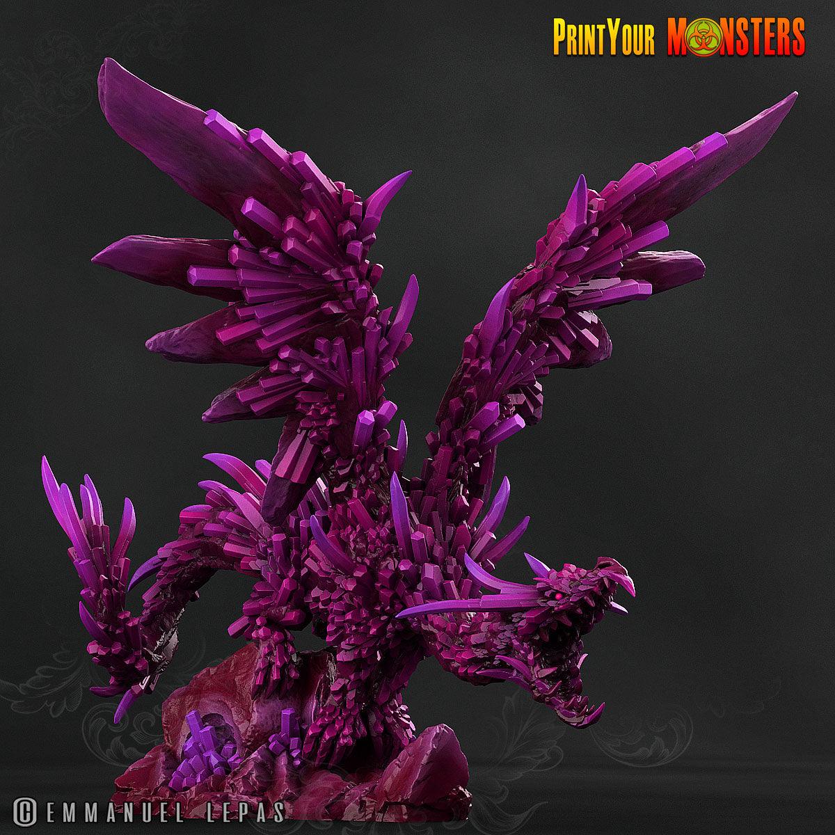 3D Printed Print Your Monsters Amethyst Dragon Legendary Crystal Monsters 28mm - 32mm D&D Wargaming - 3D Printing Boss 