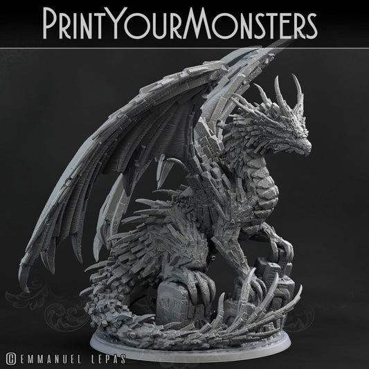 3D Printed Print Your Monsters Basalt Dragon Basalt Earth Elemental Set 28mm - 32mm D&D Wargaming - 3D Printing Boss 
