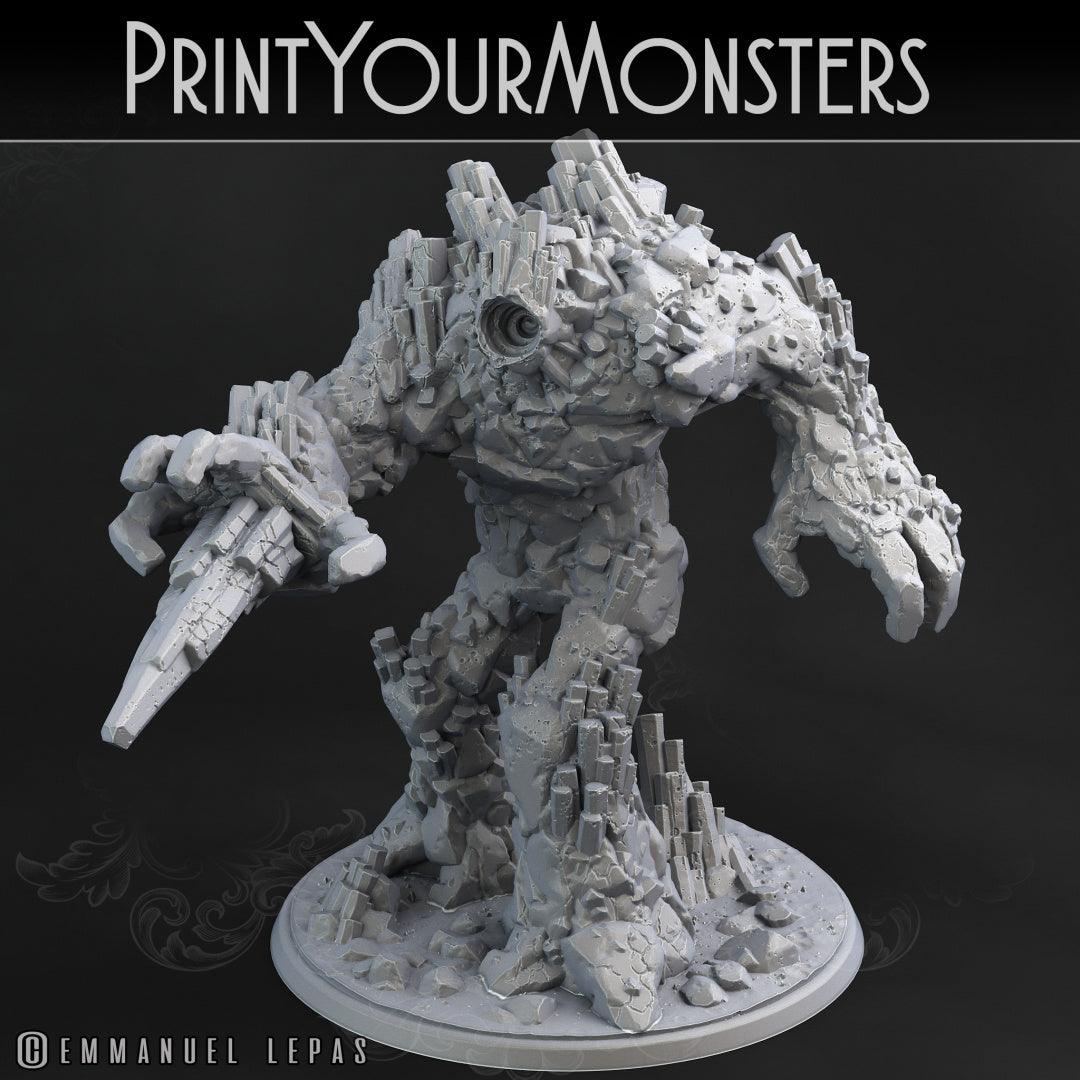 3D Printed Print Your Monsters Basalt Earth Elemental Set 28mm - 32mm D&D Wargaming - 3D Printing Boss 